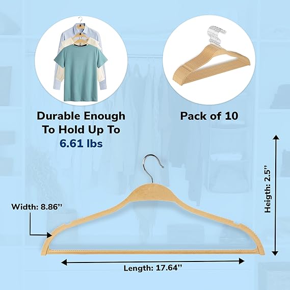 Bowed-Shaped Wooden Suit & Coat Hangers