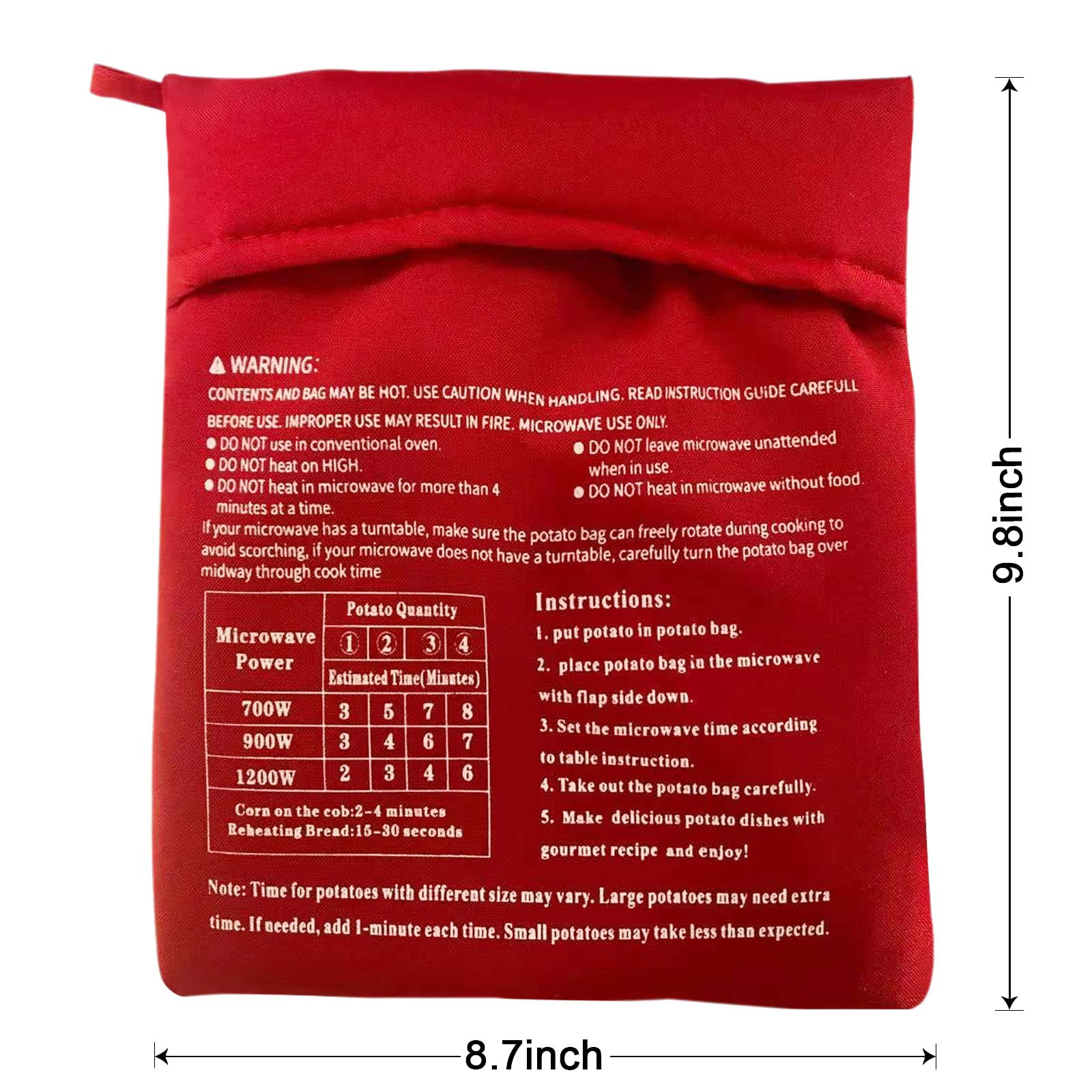 Fosutou Easy Microwave Potato Bag, Making Express, Delicious, Potatoes In Just 4 Min With Gourmet Recipe.