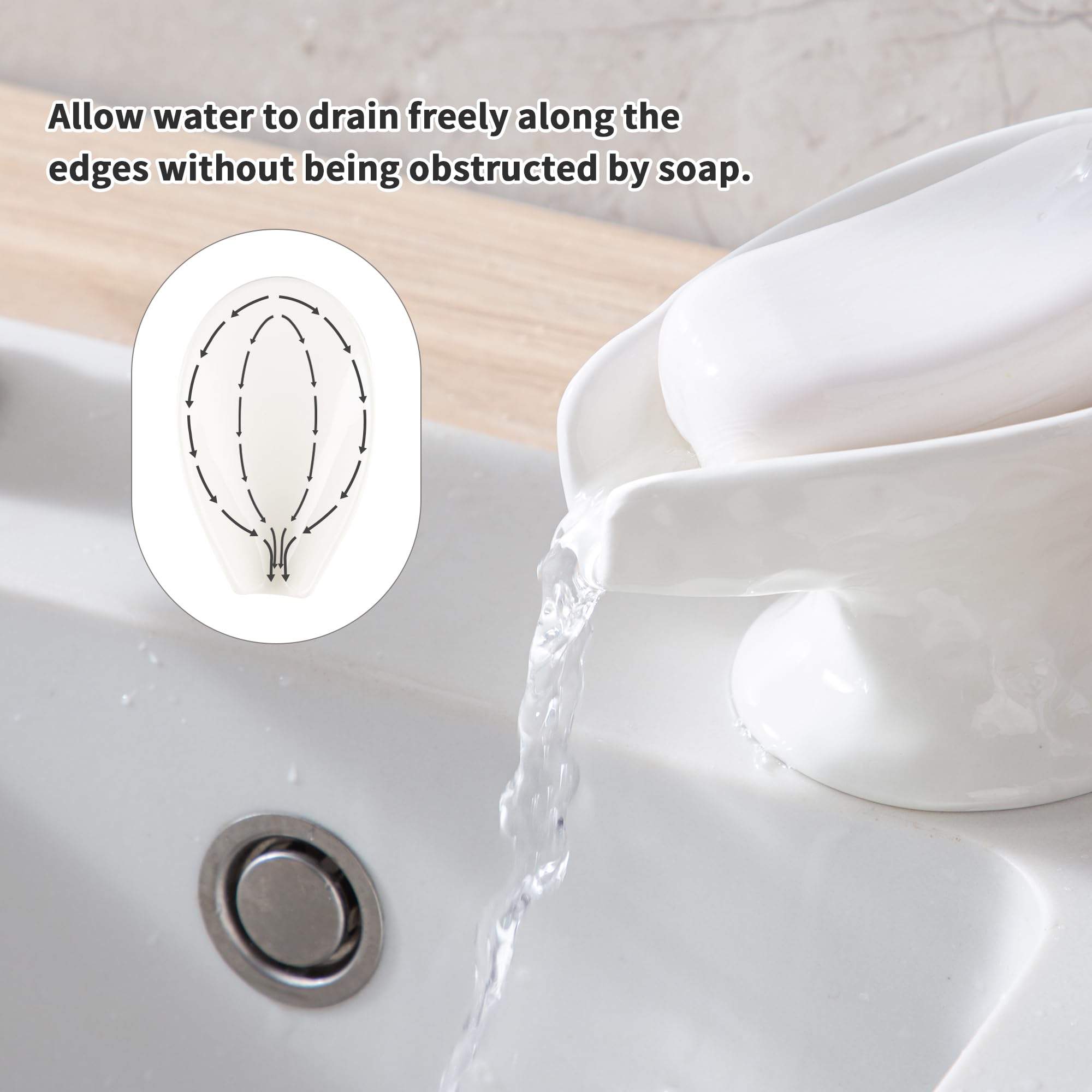 Self Draining Soap Dish,Soap Bar Holder For Shower,White Ceramic Soap Dishes For Bathroom Kitchen Shower Keeps Soap Dry, Easy To