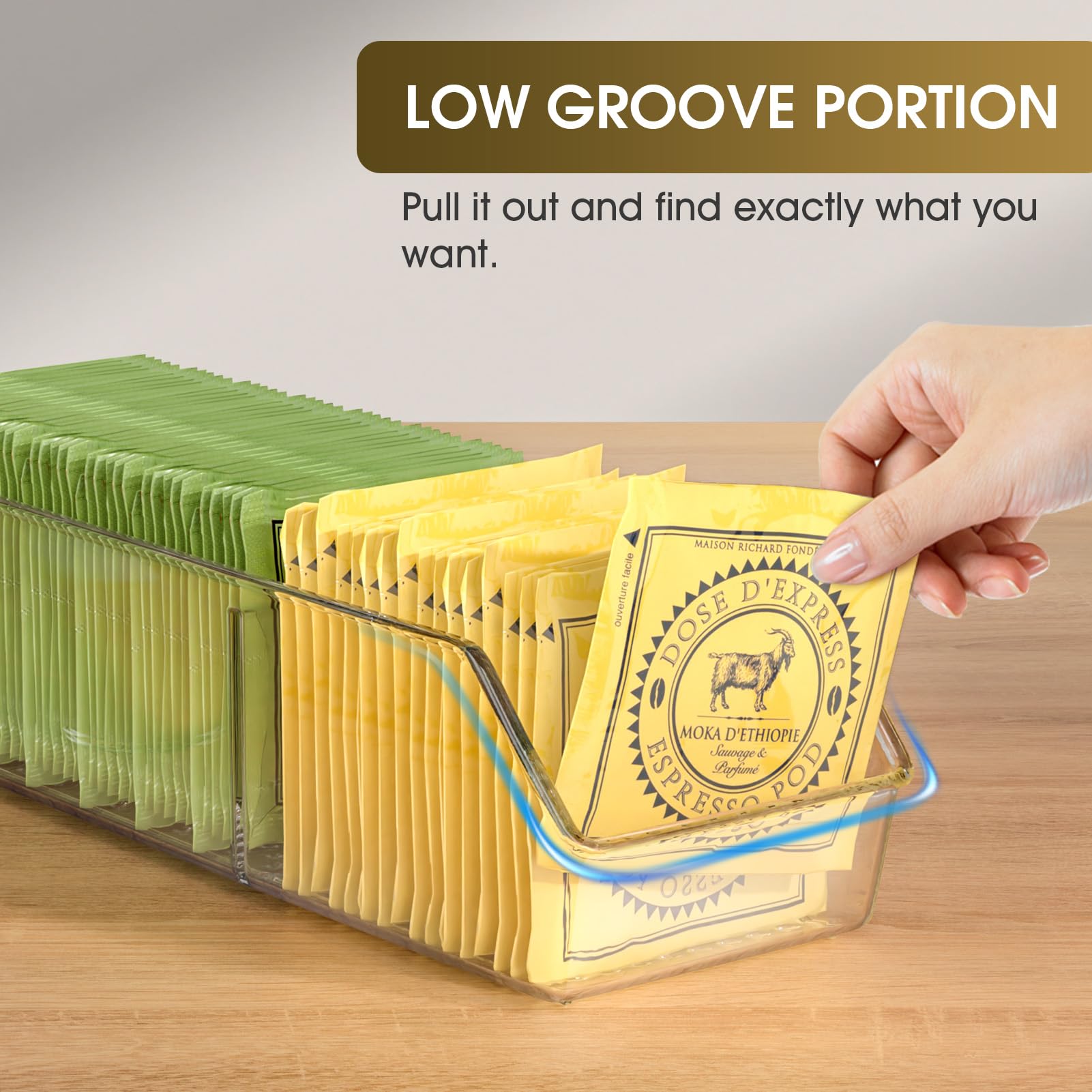 Maxgear Tea Bag Organizer Clear Tea Bag Storage Plastic Tea Bag Holder For Counter Storage Bins For Pantry, Kitchen, Cabinet, Co