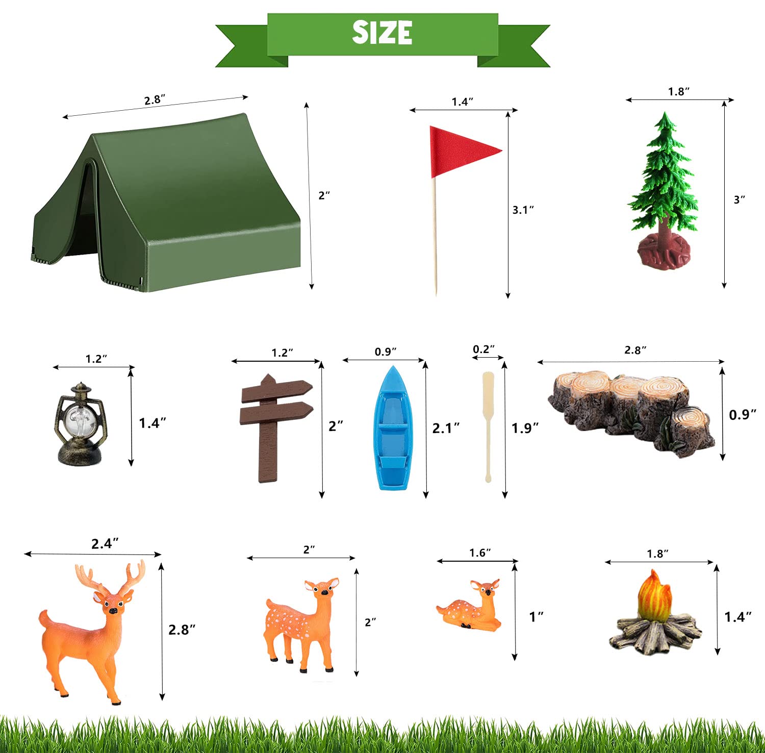 15Pcs Camping Cake Decorations - Camping Cake Toppers Fireside Camp Decor Set For Kids Camper Camping Fans' Birthday Party Cake