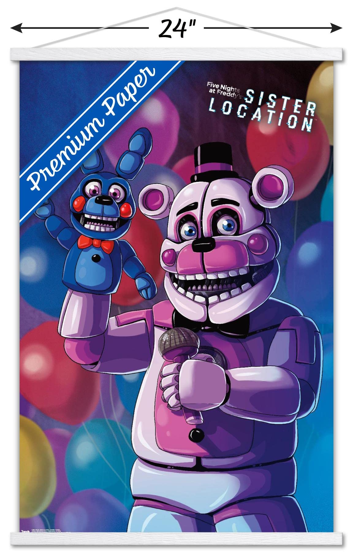 Trends International Five Nights at Freddy's Funtime Freddy Wall Poster, 22.375" x 34", Premium Print with White Hanger Bundle