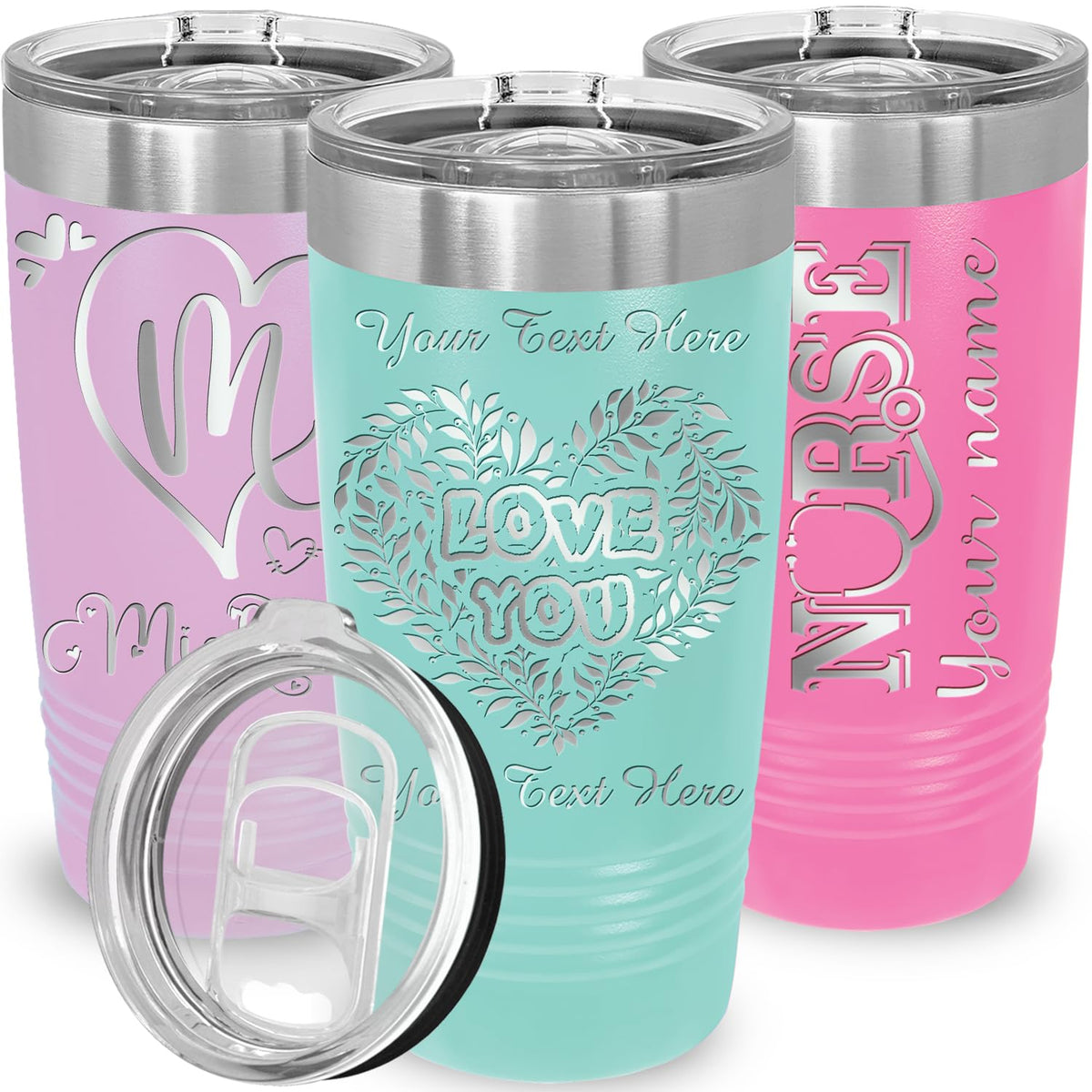 Iproductsus Personalized Tumbler For Women, 20Oz Custom Insulated Stainless Steel Cup Engraved Your Name And Designs, Travel Cof