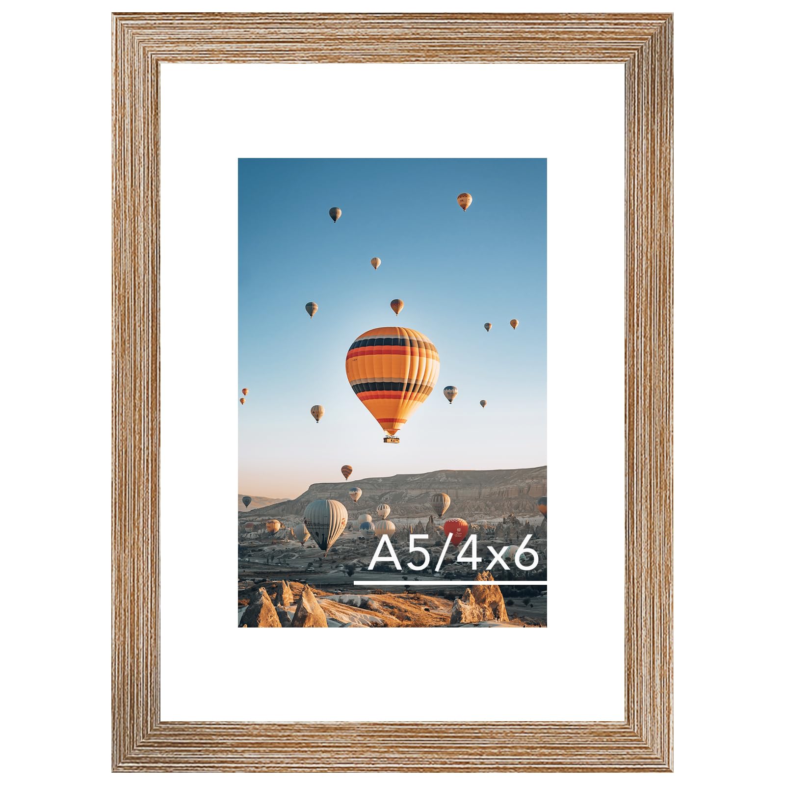 JCJMY 5.8x8.3 A5 Picture Frame with 4x6 Mat for Wall Hanging or Tabletop, Display Photo 4x6 with Mat or 5.8 x 8.3 Without Mat, W