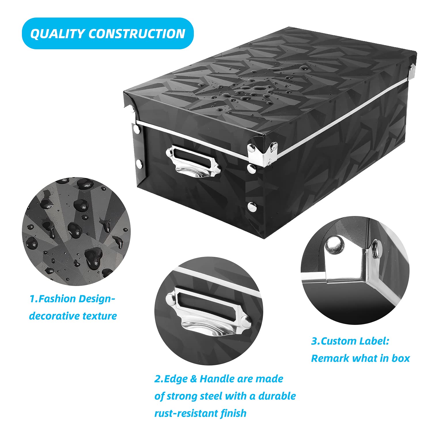 XUCHUN Foldable Storage Boxes with Lids 3 Pack Plastic Collapsible Storage Bins with Handles for Toy Organizer  Clothes  Cosmetic Books