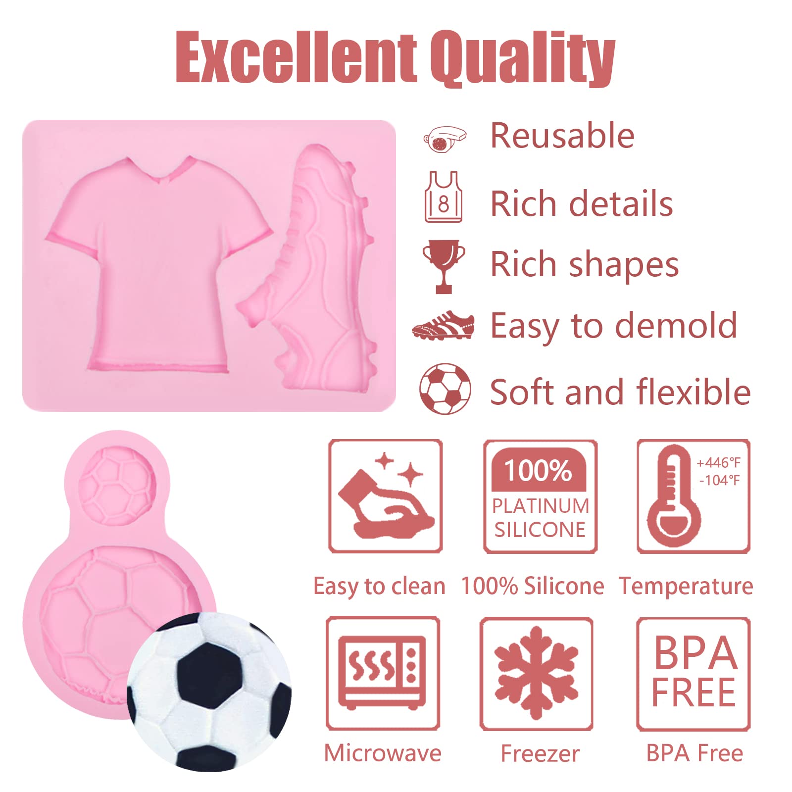 Soccer Shoes Soap Silicone Molds 3 Pcs, Football Fondant Molds Jersey Trophy Sneakers Mold For Chocolate Cake Decoration Candy S