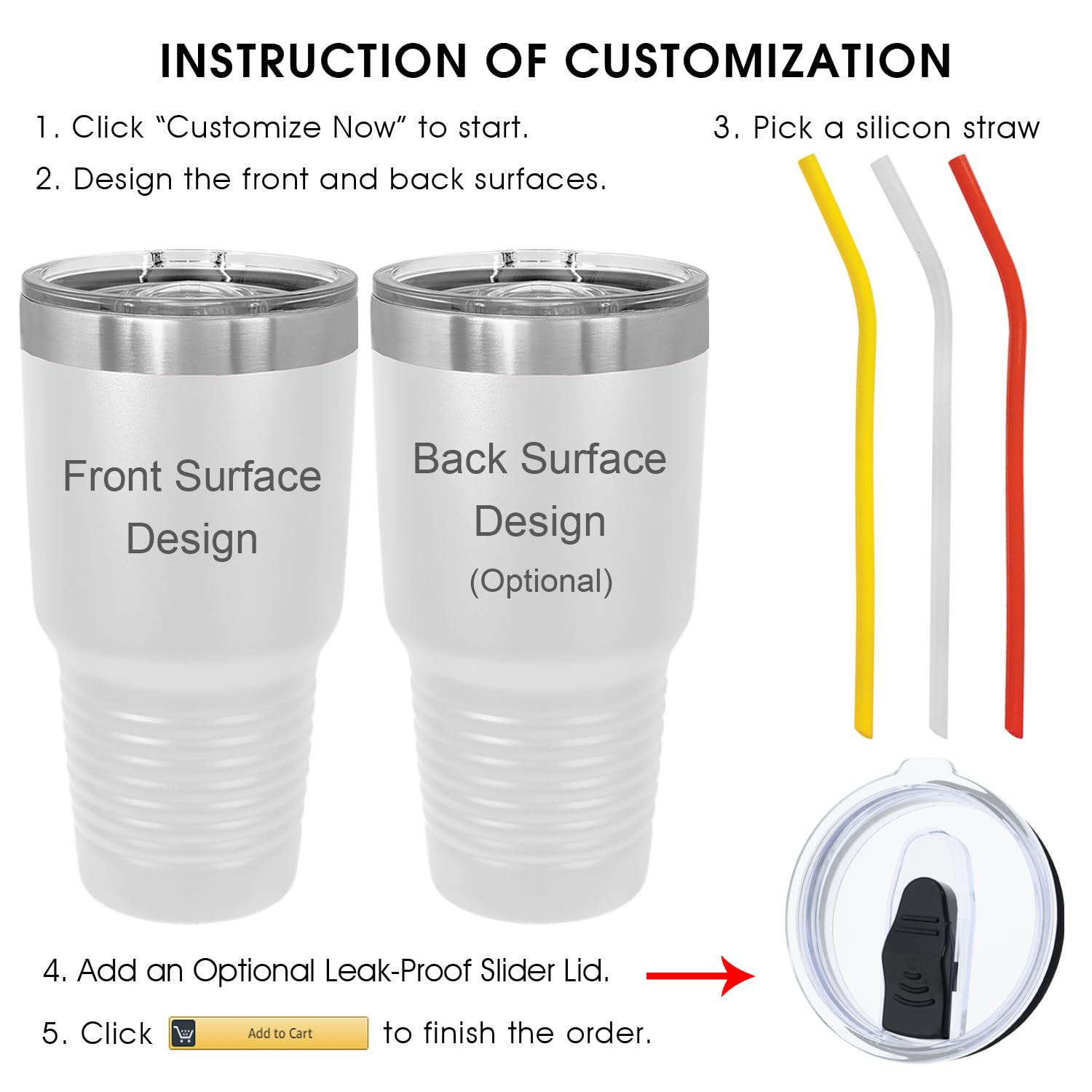 Personalized Tumblers with Lids and Straws  Your Signature Engraved in USA by iProductsUS 30oz Vacuum Insulated Travel Coffee Mugs Stainless Steel Double Wall Thermos Customized Cups(White 18-Designs)