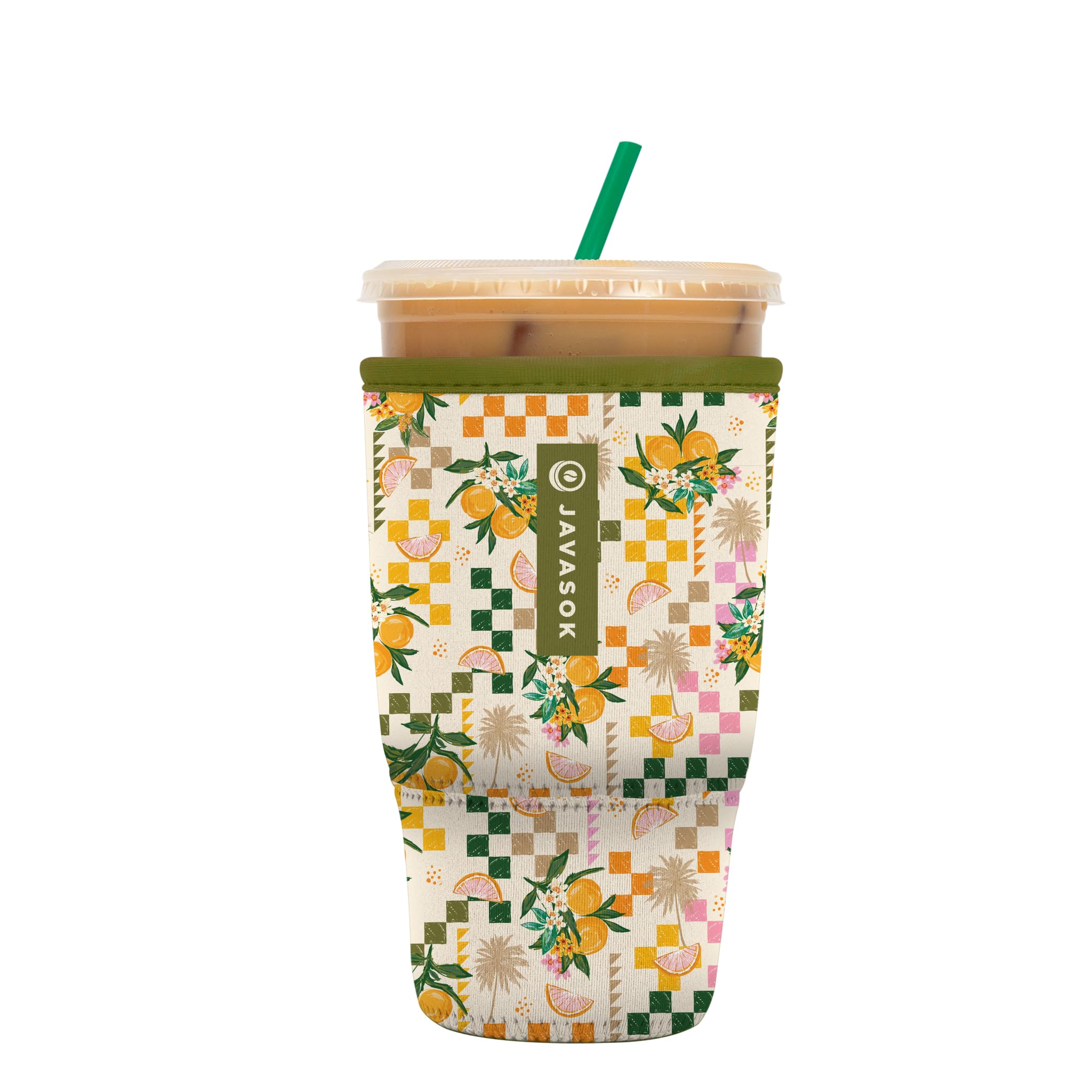 Sok It Java Sok Iced Coffee & Cold Soda Insulated Neoprene Cup Sleeve (Citrus Delight, Large: 30-32oz)
