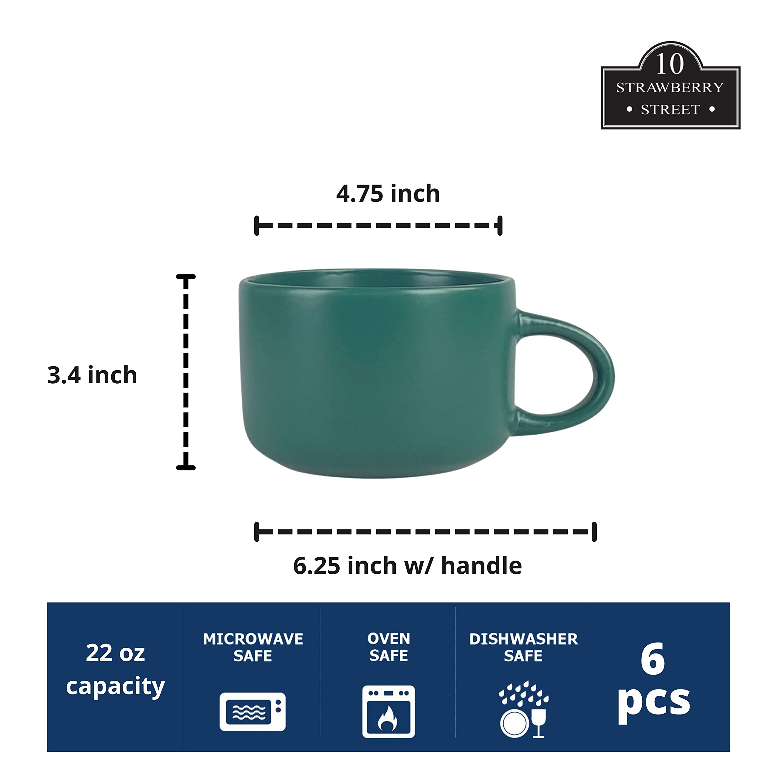 10 Strawberry Street Wazee Matte, 22 oz, Emerald green