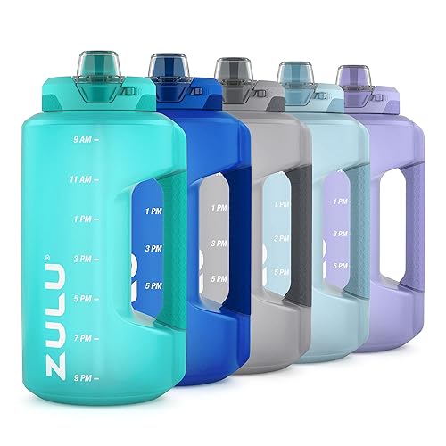 Zulu Goals Half Gallon Jug With Time Marker & Handle For All Day Hydration & Silicone Straw With Locking, Leak-Proof Lid, Bpa Fr