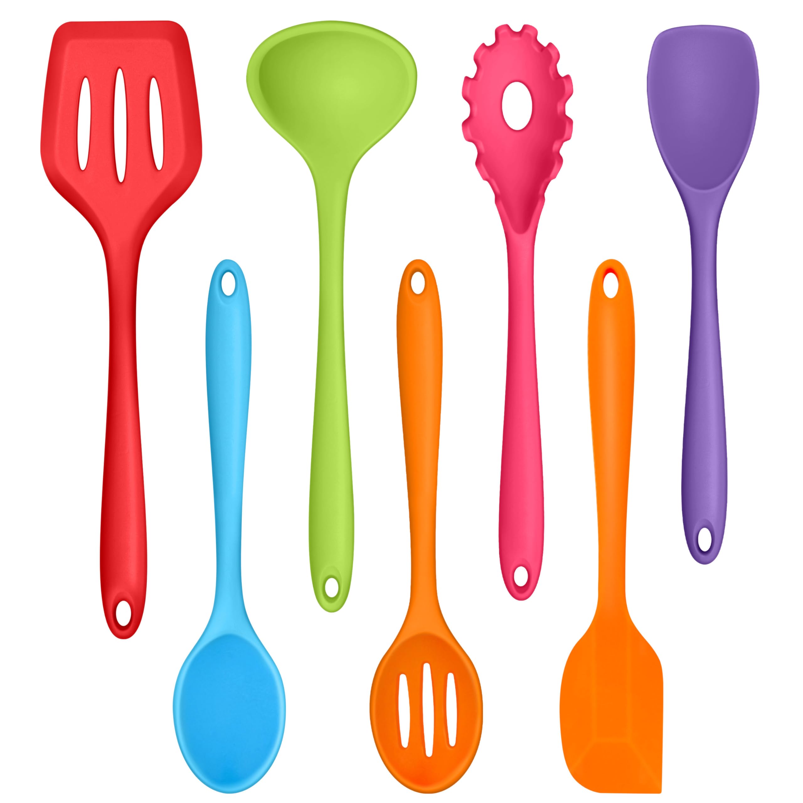 Teamfar Silicone Kitchen Utensils, 7-Piece Kitchen Cooking Utensil Set With Turner Spoon Spatula Ladle, Perfect For Baking Cooki