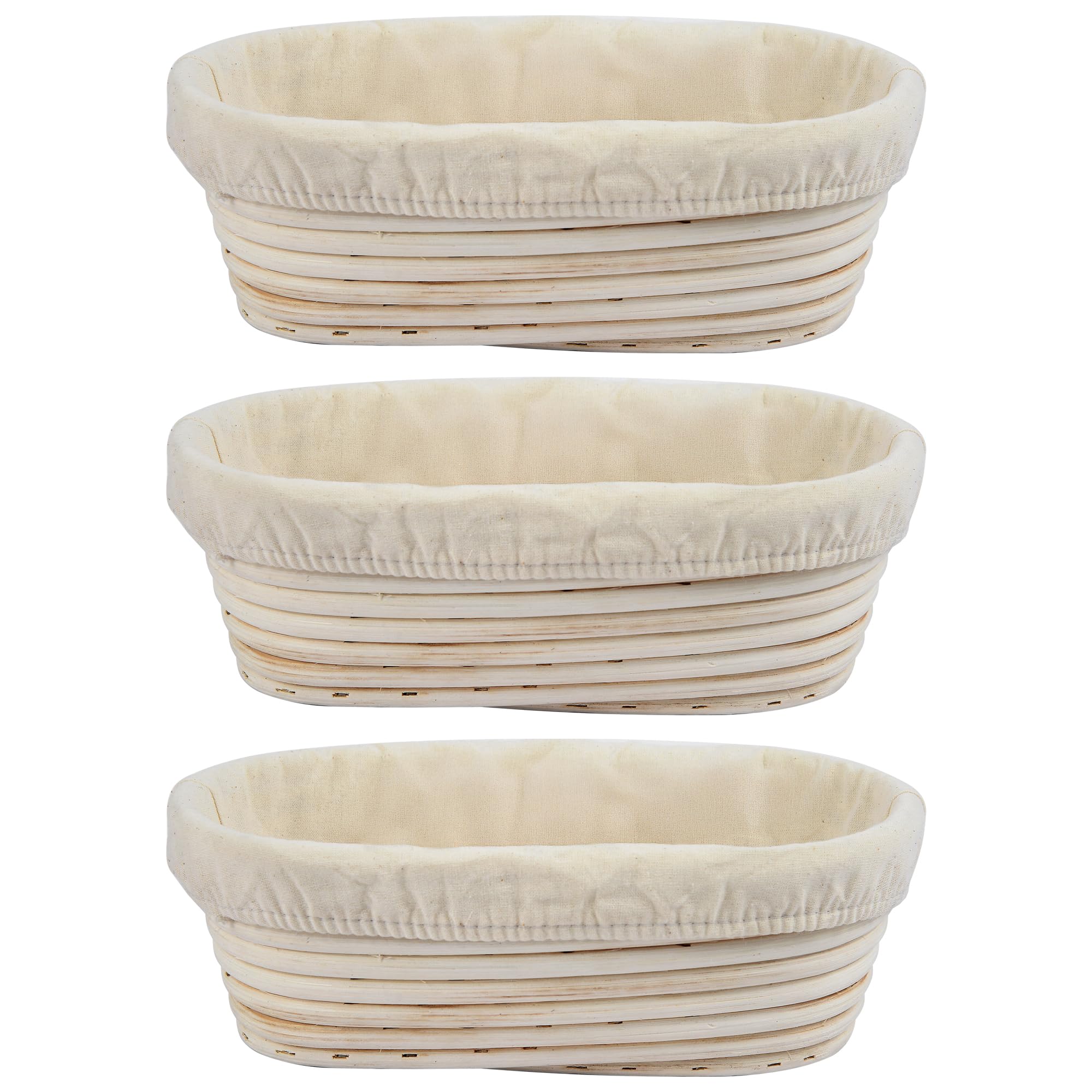 3Pcs Banneton Bread Proofing Basket, 10 inch Oval Banneton Basket,Sourdough Proofing Basket,Bread Bowl Handmade Rattan Baskets a