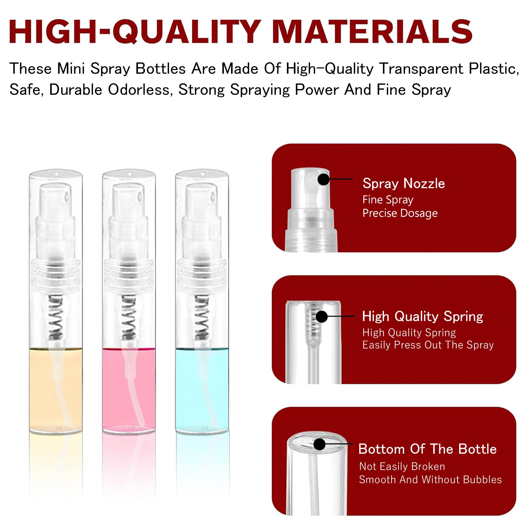Csdtylh Mini Spray Bottle  Clear Plastic Empty Sample Containers  Fine Mist Refillable Portable Cute Perfume Mouthwash Atomizer for Cleaning  Travel  Essential Oils  Perfume(120  2ml)