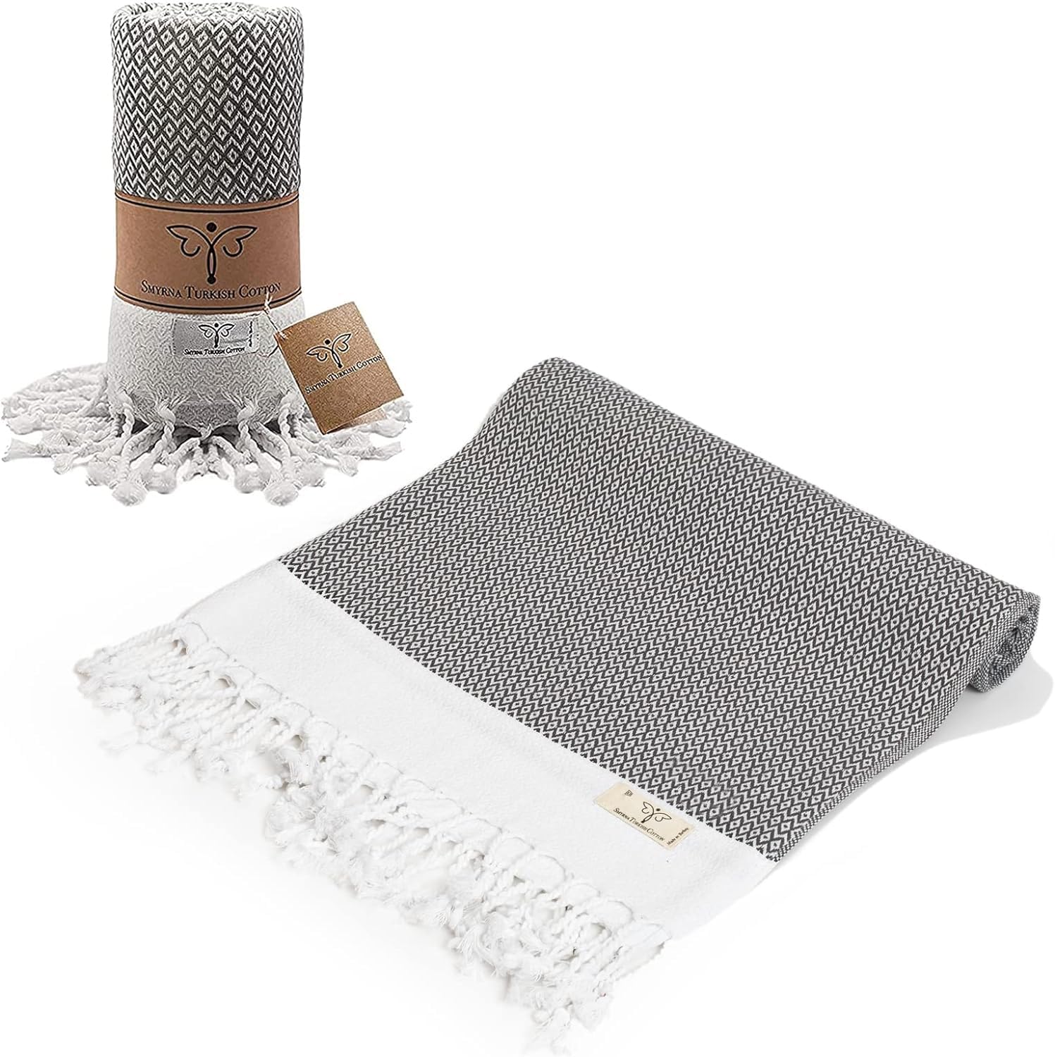 Smyrna Turkish Cotton Original Turkish Beach Towel | Prewashed, 37 X 71 Inches | Peshtemal And Turkish Bath Towel For Spa, Beach