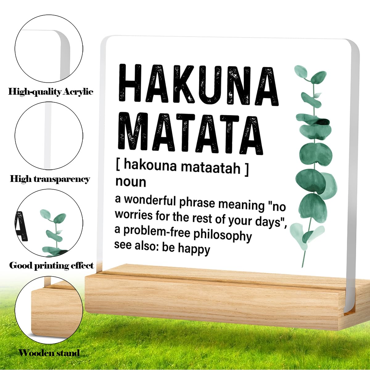 Inspirational Motivational Gifts for Men Women, Encouragement Gifts Hakuna Matata Definition Acrylic Desk Sign Decor