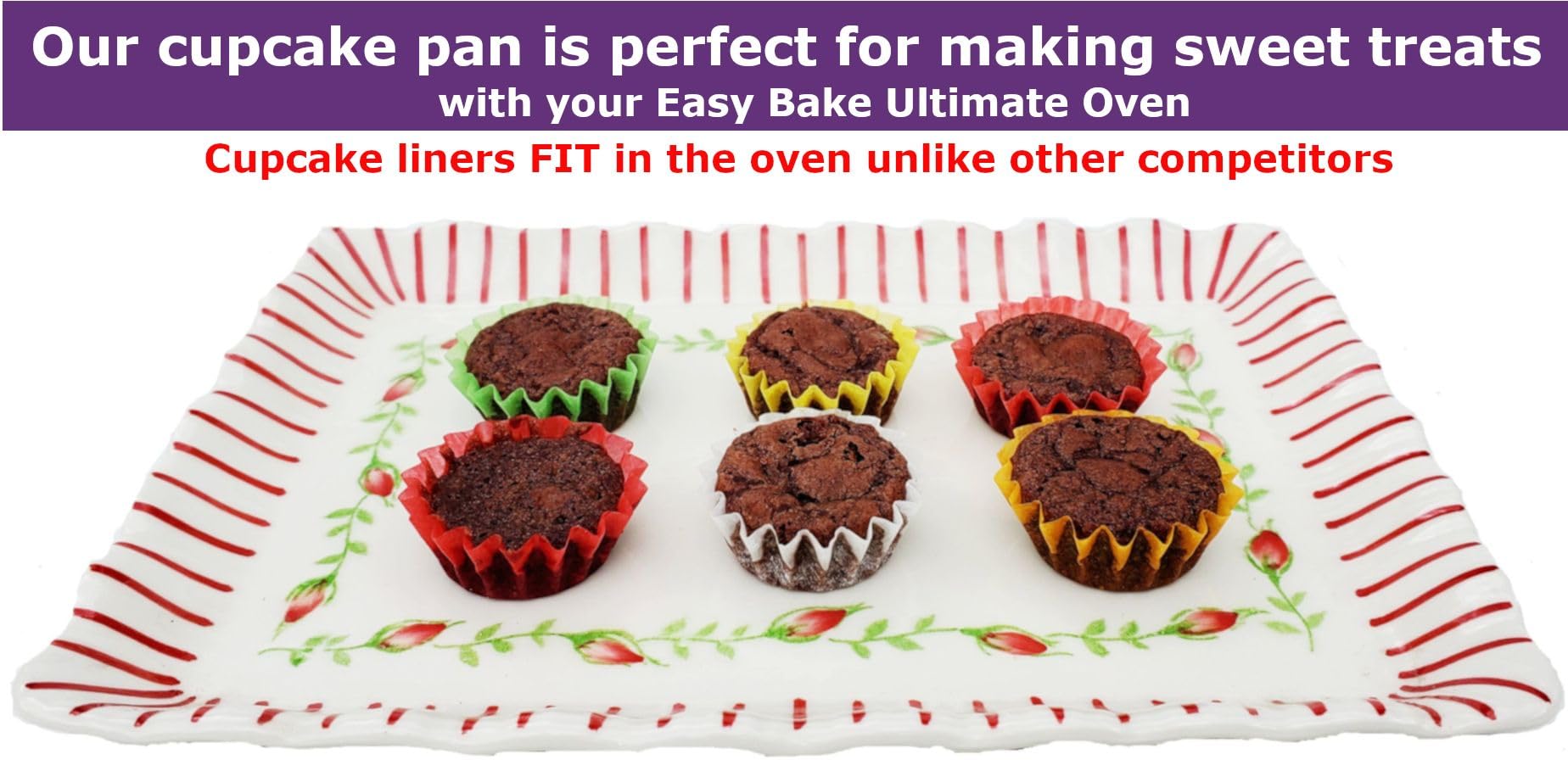 Quadrapoint Super Deluxe Pan Set Compatible With Easy Bake Ultimate Oven | Includes Cupcake Liners That Will Fit In Oven, Unlike