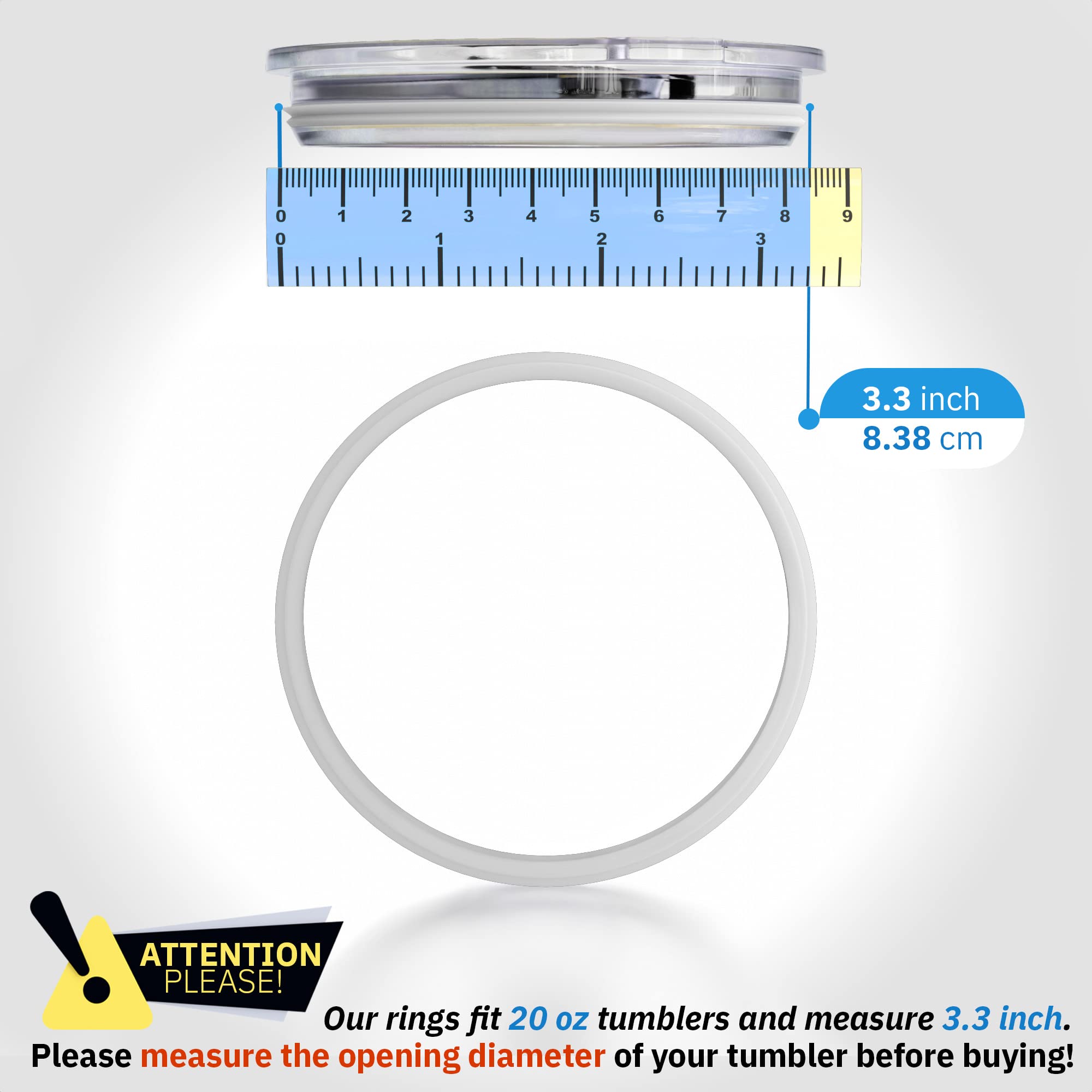 Pack Of 3, 20 & 10 Oz Replacement Rubber Lid Ring, 3.3 Inch Diameter - Gasket Seals, Lid For Insulated Stainless Steel Tumblers,