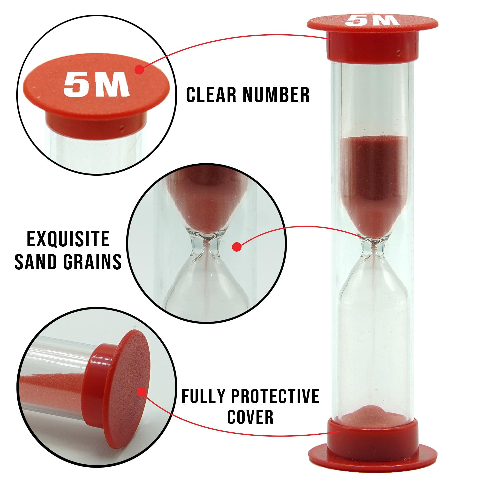 Teacherfav Sand Timer For Kids Set Of 4 Small Colorful (Multi) Hour Glass Acrylic Covered Clock 1Min 2Min 3Min 5Min For Classroo