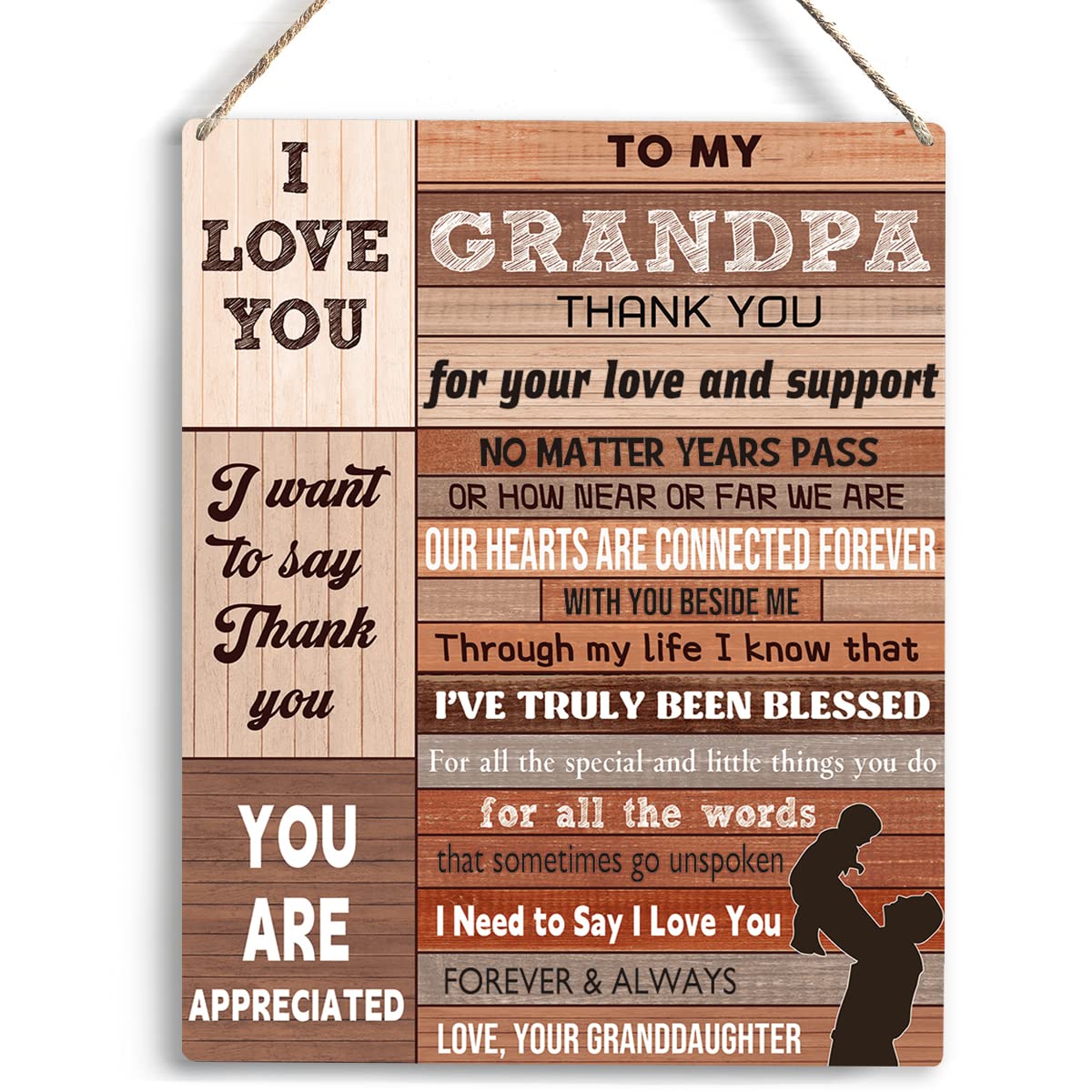 Grandpa s Best Gifts: Wooden Hanging Sign - Granddaughter & Grandson Birthday & Christmas Decor - 8 x 10 Inches
