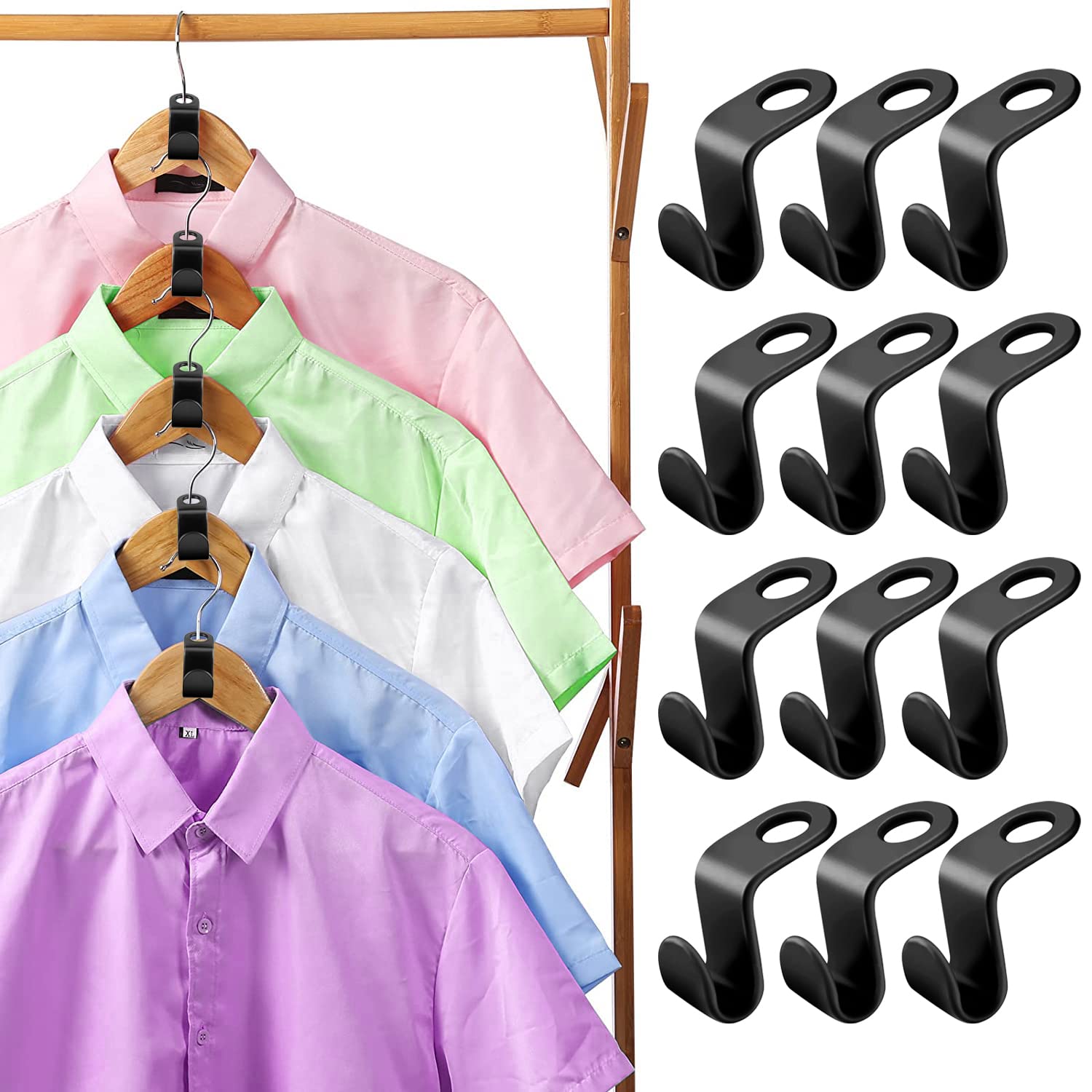50 Pcs Clothes Hanger Connector Hooks,Plastic Cascading Hanger Hooks Extender Clips Connection Hooks,Space Saving Wardrobe Cloth