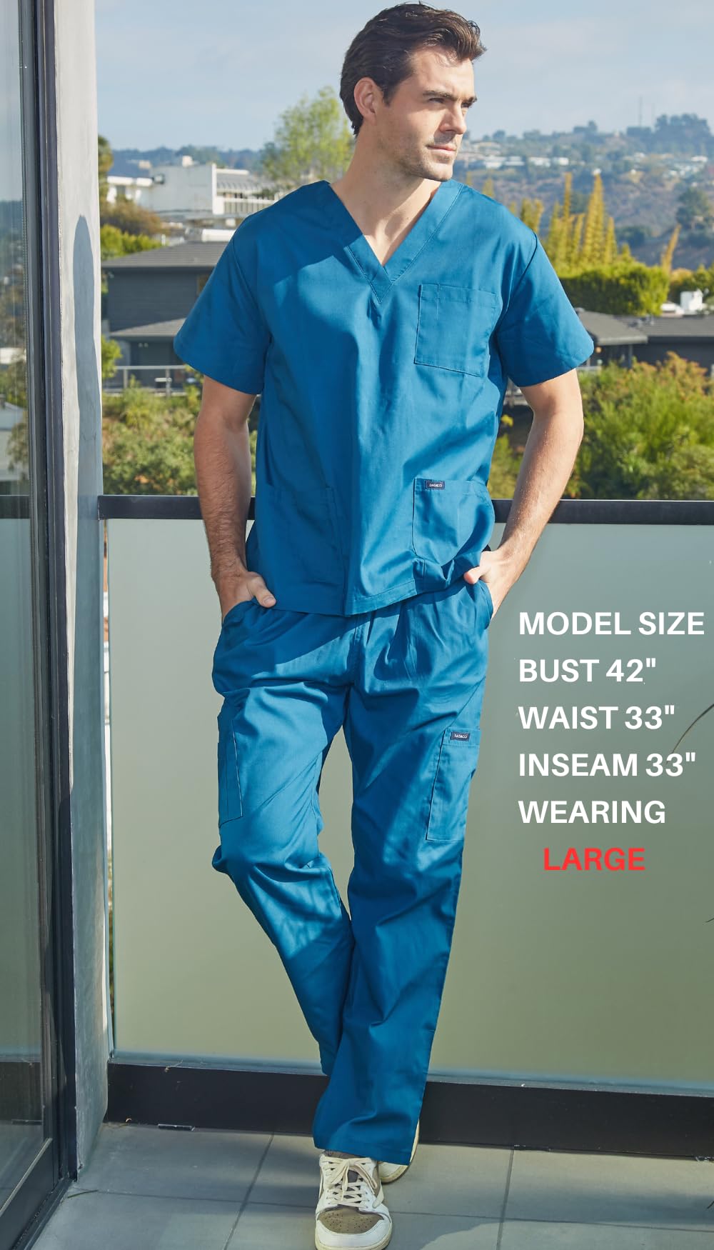 Dagacci Scrubs Medical Uniform Unisex Scrubs Set Medical Scrubs Top And Pants (Xx-Large, Petwer Gray)