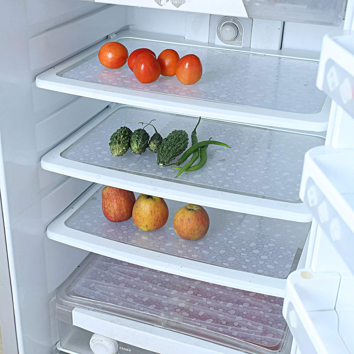 Kuber Industries Stone Design 6 Piece Pvc Refrigerator Drawer Mat Set - White