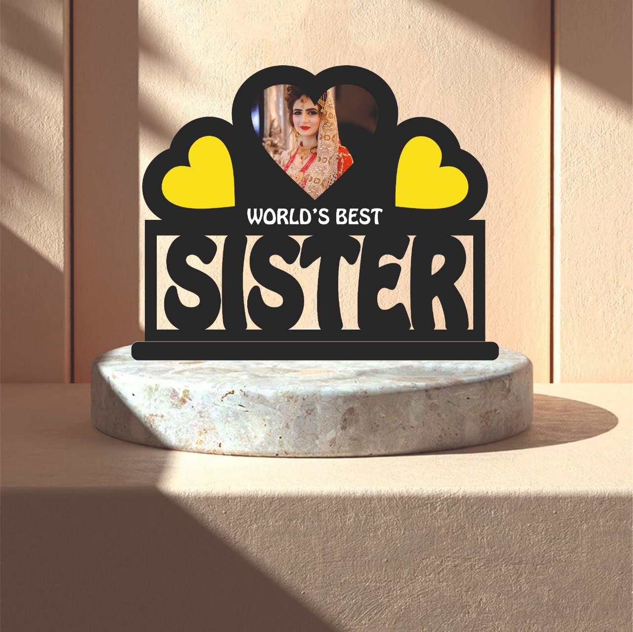 MYGIFTYSHOP SISTER Customized Wooden Photo Frame Table Top 10 X 8 in - | Birthday Raksha bandhan Rakhi Bhaidooj Return Gift | Fo
