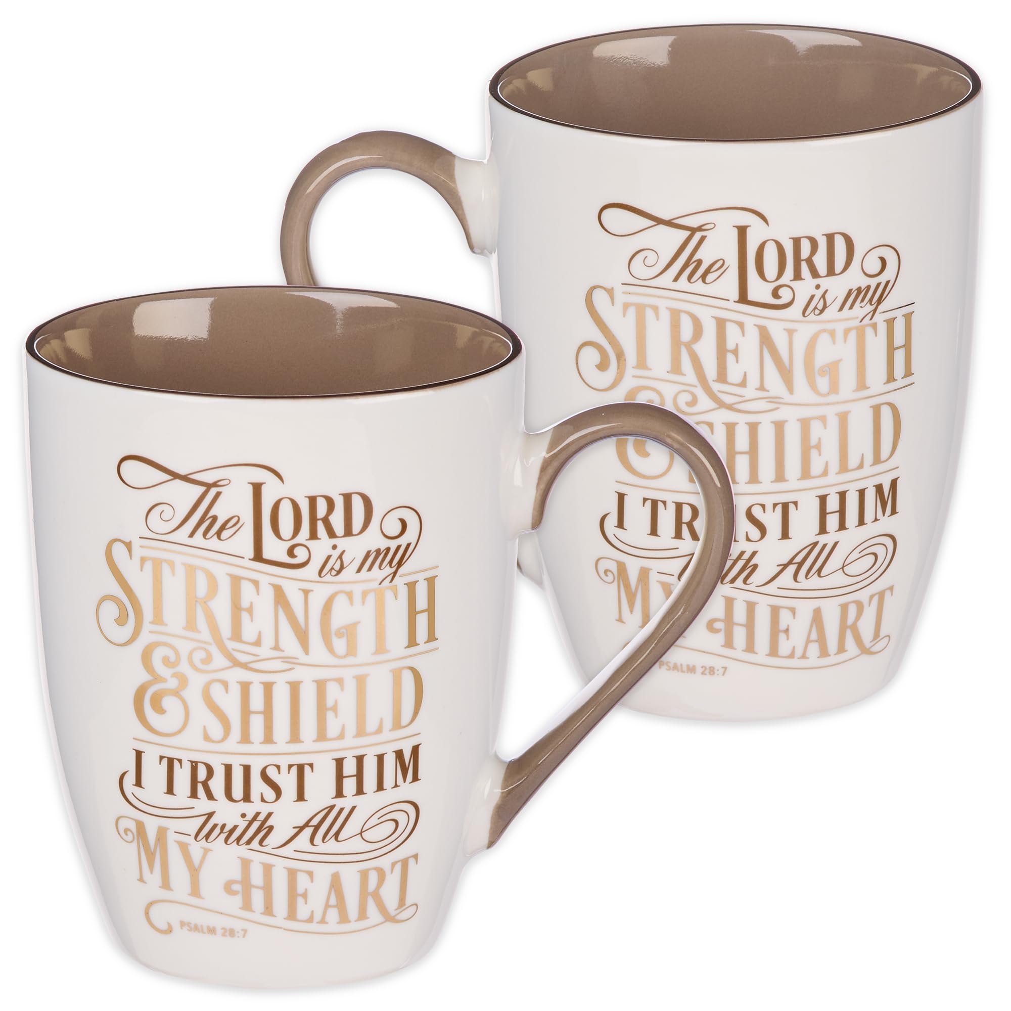 Christian Art Gifts Ceramic Coffee Mug for Women and Men 12 oz Caramel Brown Inspirational Coffee Cup - The Lord is My Strength
