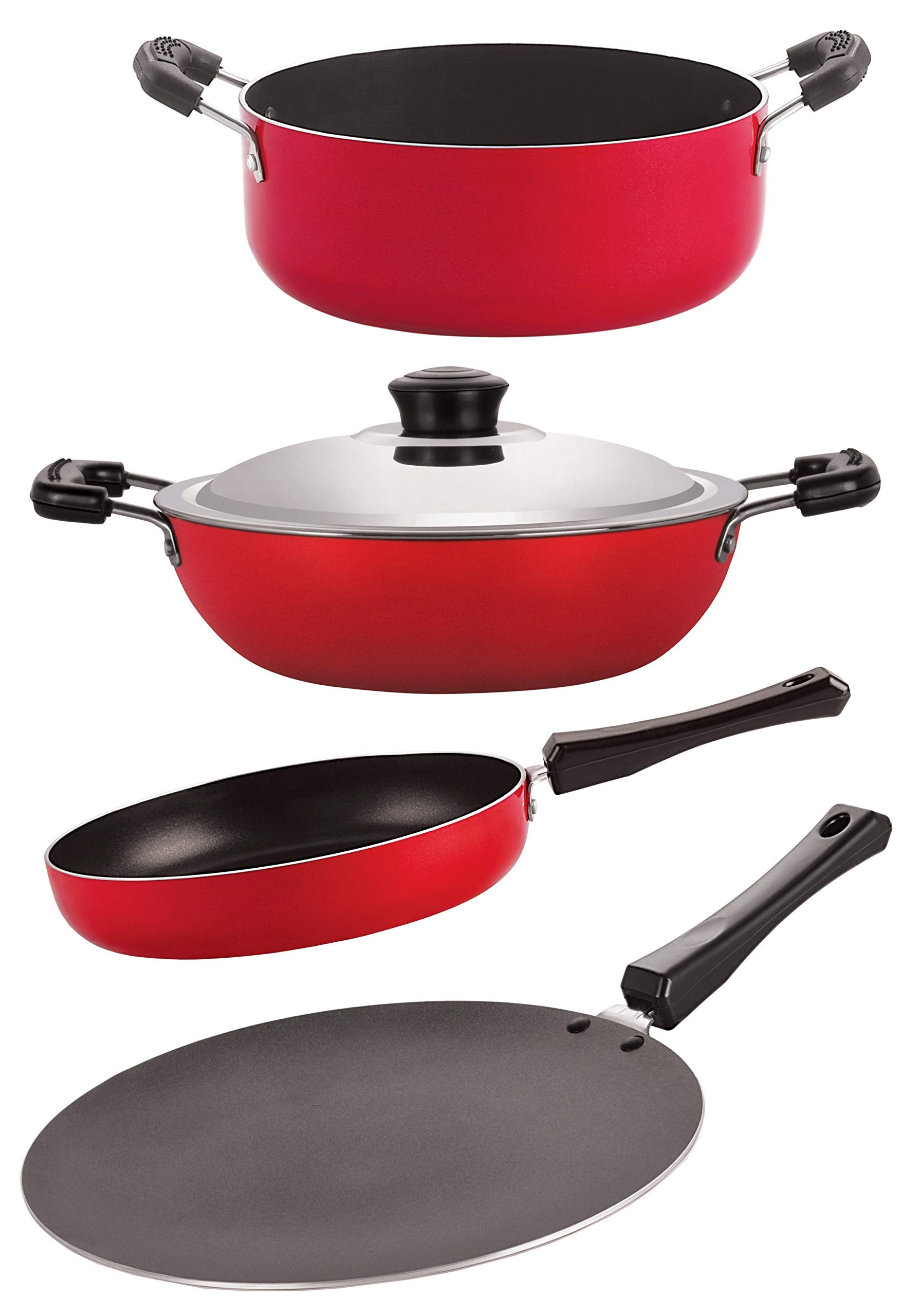 Nirlon Kitchen Non Stick Cookware Combo 4 Pieces Sets (Ct12_Fp10_Dkd(B)_Cs24)