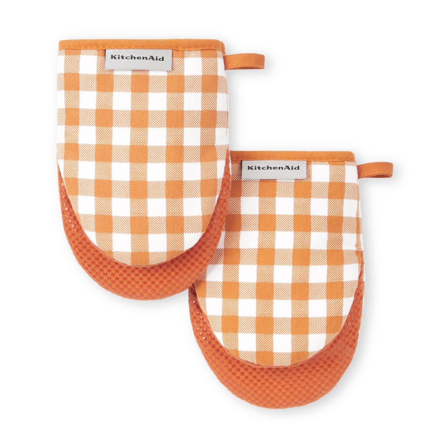 Kitchenaid Gingham Mini Oven Mitt 2-Pack Set, Honey, 5.5''X8''