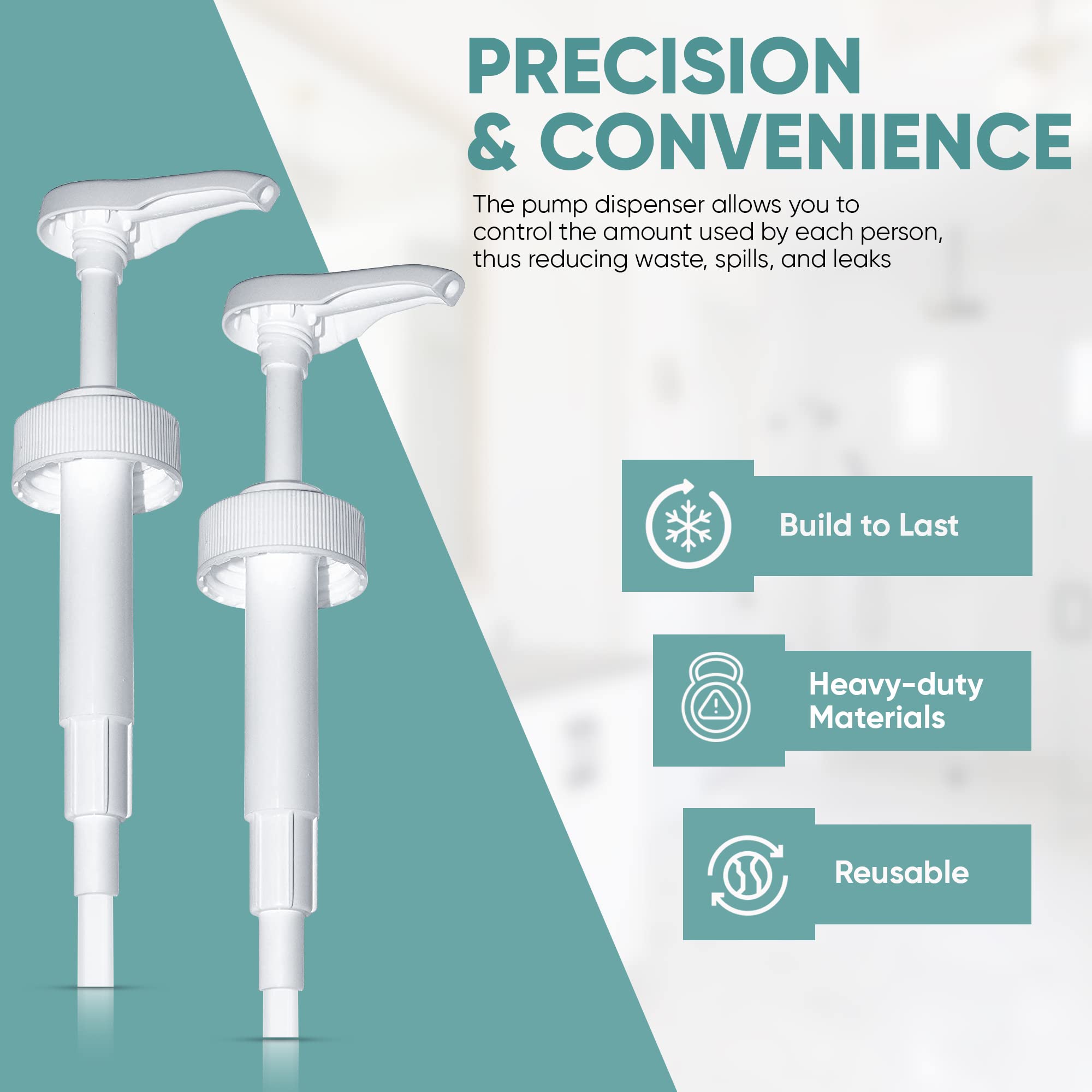 Gallon Pump Dispenser - For Plastic Or Glass Bottles - Heavy-Duty Leak Proof For Commercial And Household Use - Plastic Pump For