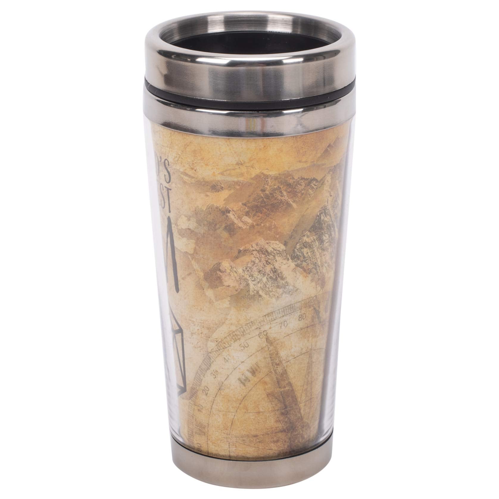 World'S Okayest Dm Grey 16 Ounce Stainless Steel Travel Tumbler Mug With Lid