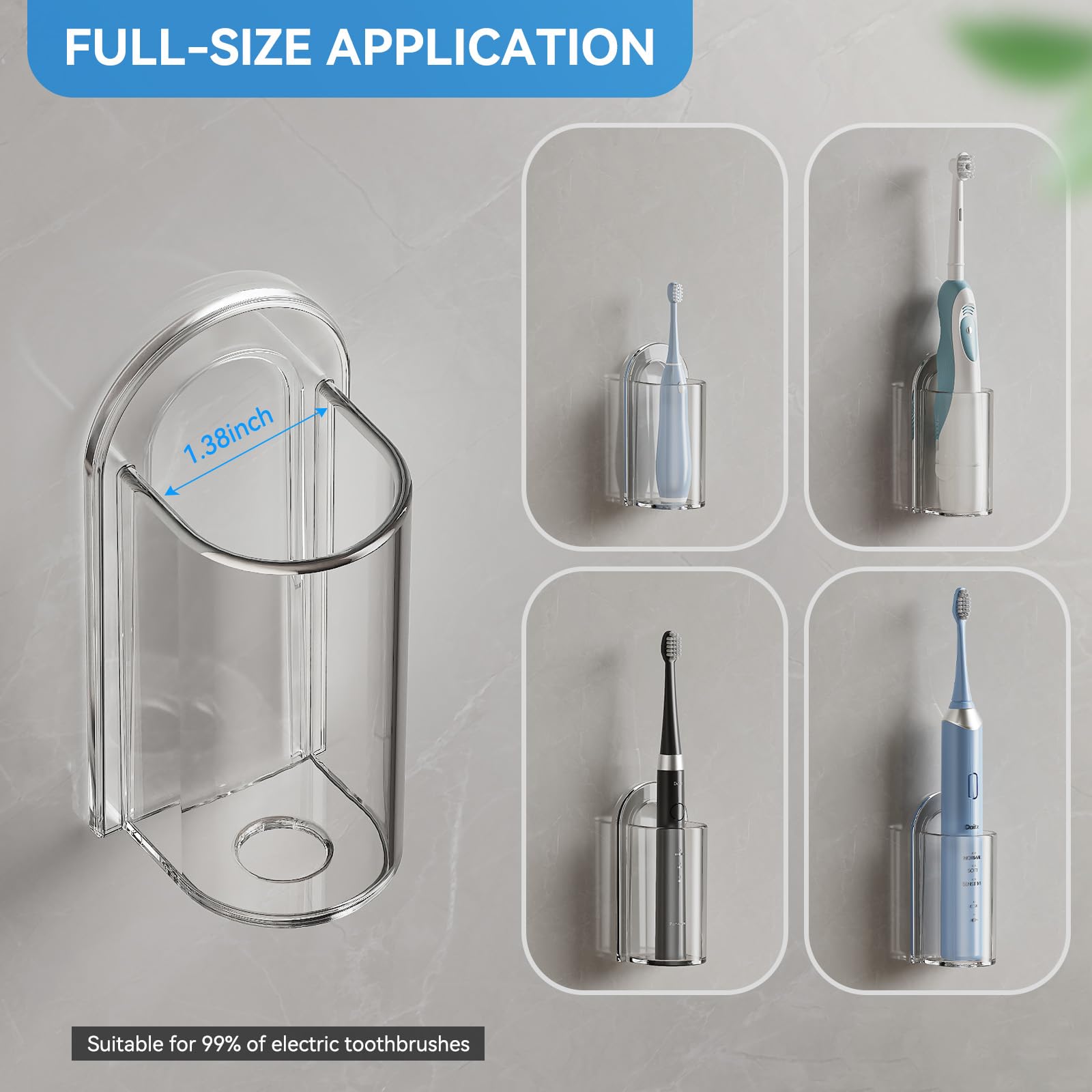 Mopms Electric Toothbrush Holders, Wall Mounted Tooth Brushing Holder For Bathroom, Self Adhesive Electric Toothbrush Organizer