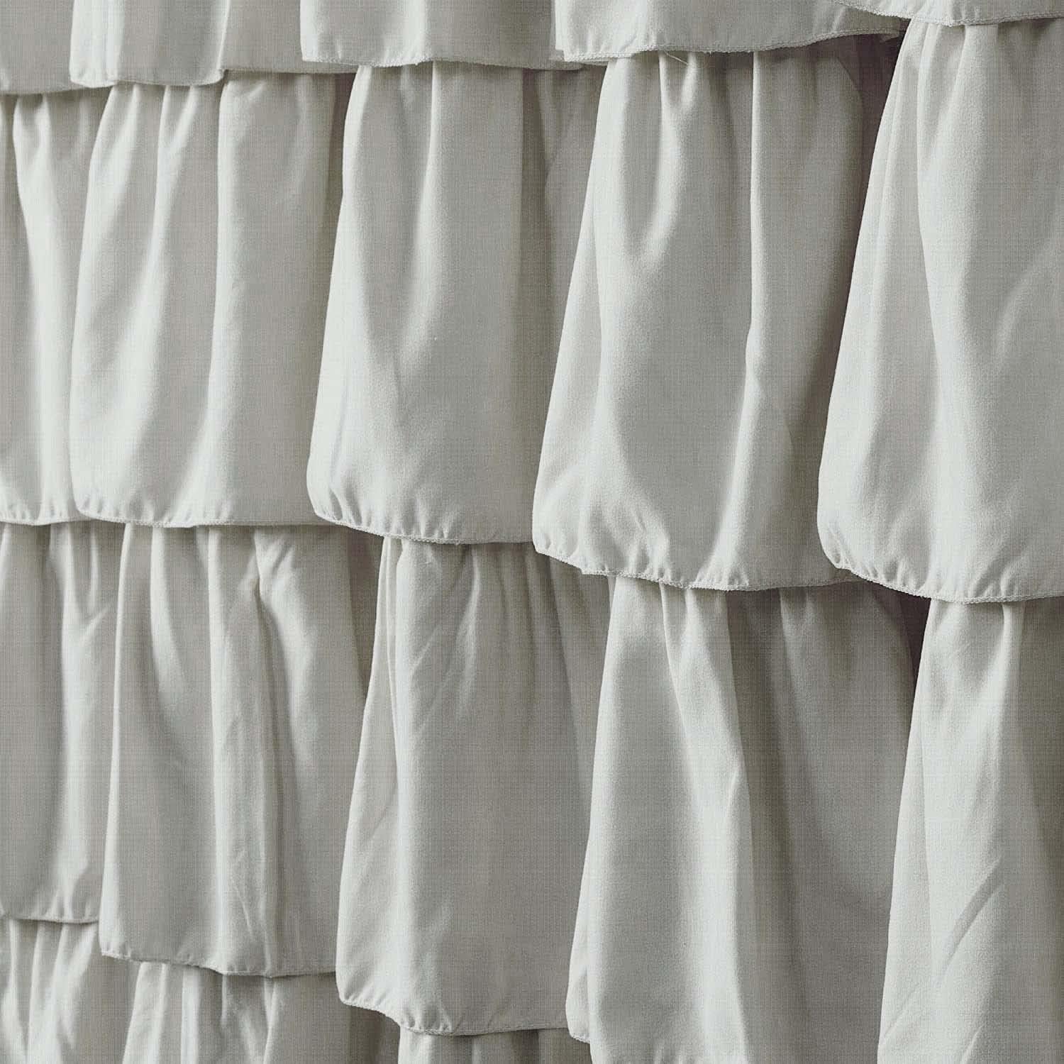 Grey Ruffle Button Shower Curtain Farmhouse Shower Curtain Set With 12 Hooks 72 X 72 Inch Fabric Shower Curtains For Bathroom Ba