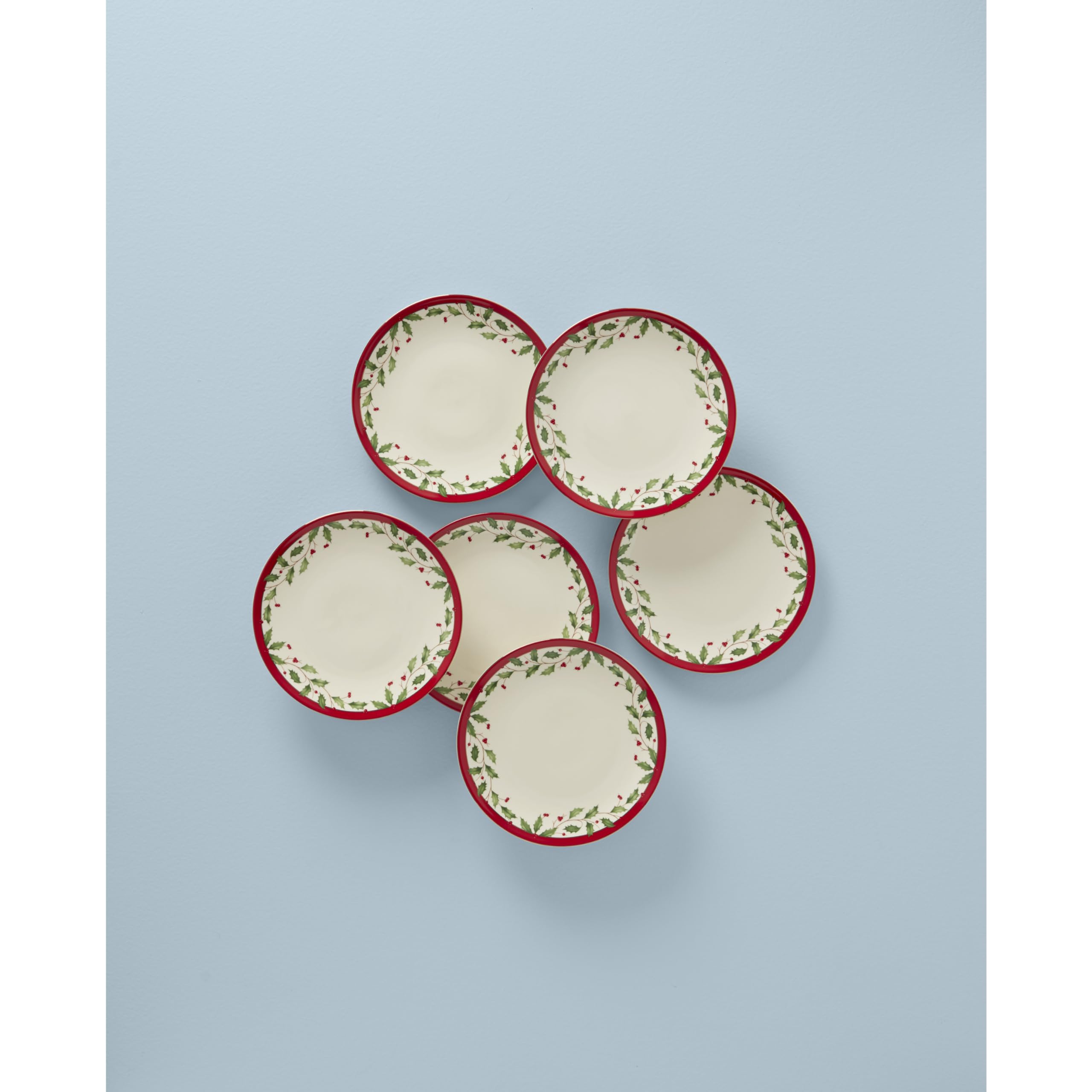 Lenox 893491 Holiday 6-Piece Accent Plate Set, Christmas Dinnerware, Hosting