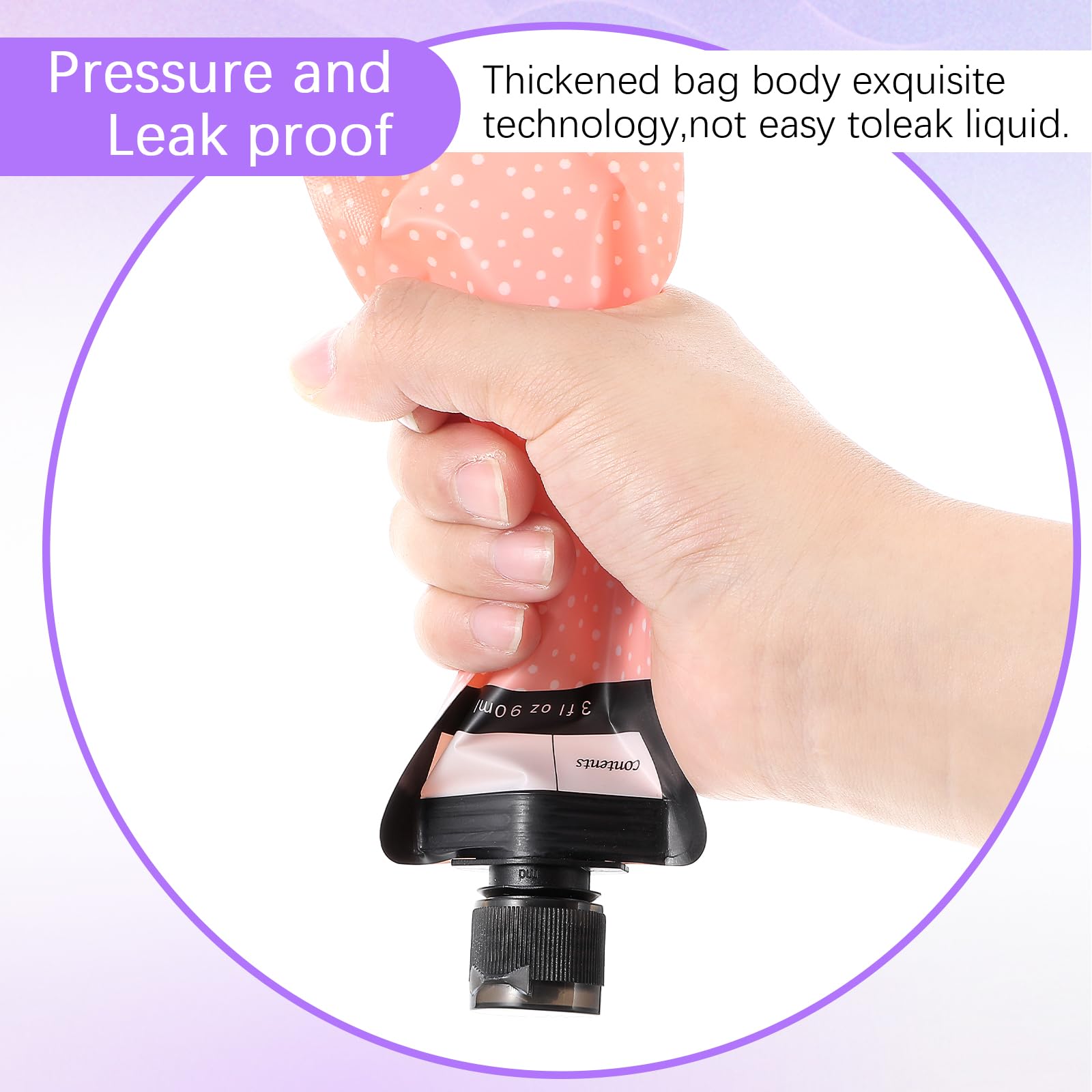 Dimeho 6 Pcs Travel Pouches For Toiletries, 3 Oz Travel Size Containers Leak Proof Empty Squeeze Pouches Tsa Approved Refillable