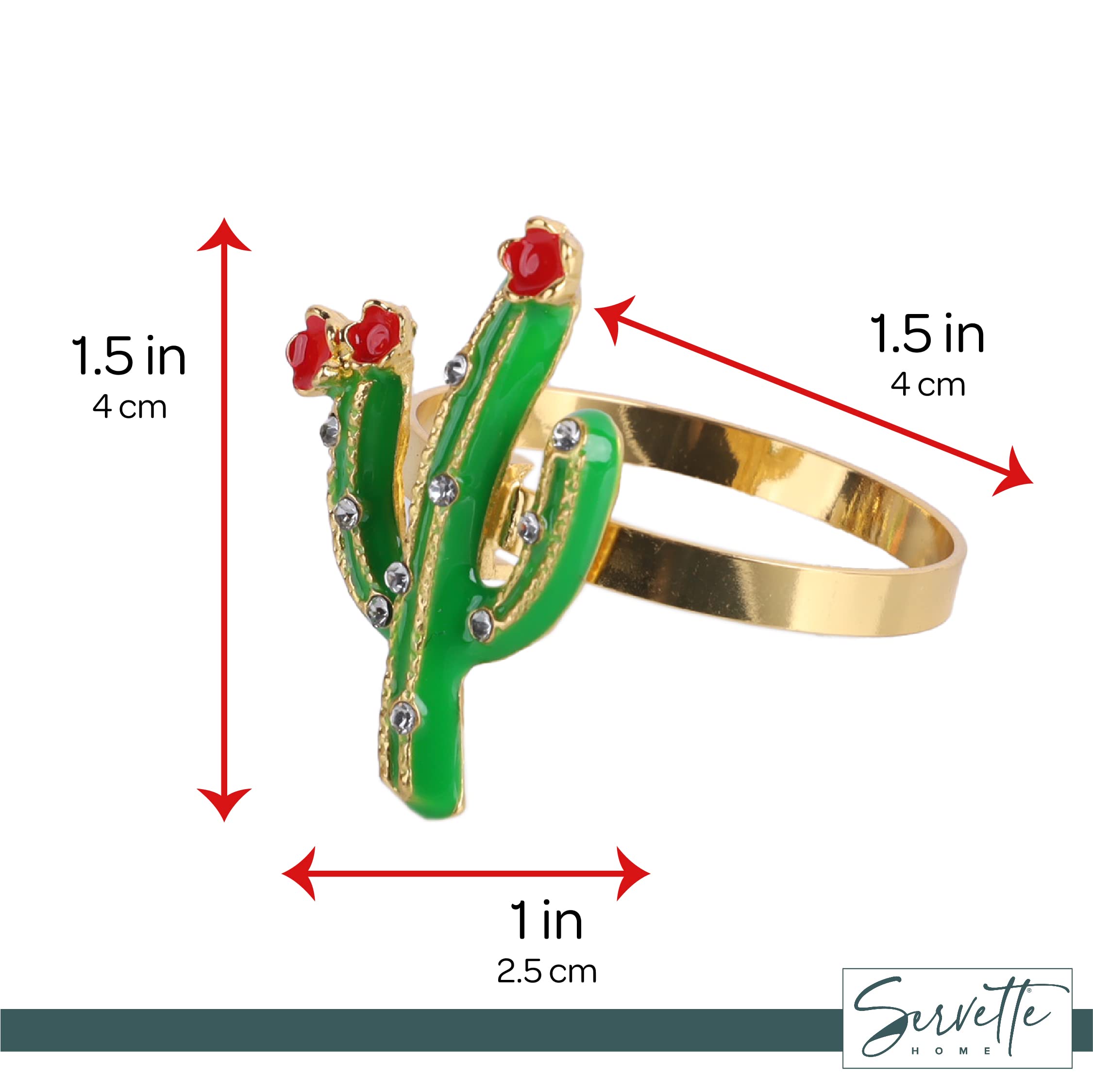 Cactus Napkin Rings Set Of 6 Metal