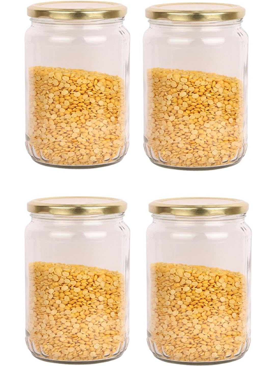 Afast Versatile Glass Container Jar For Kitchen & Home Organization, Clear, 1000 Ml, Pack Of 4, 9.5 X 9.5 X 18 Cm