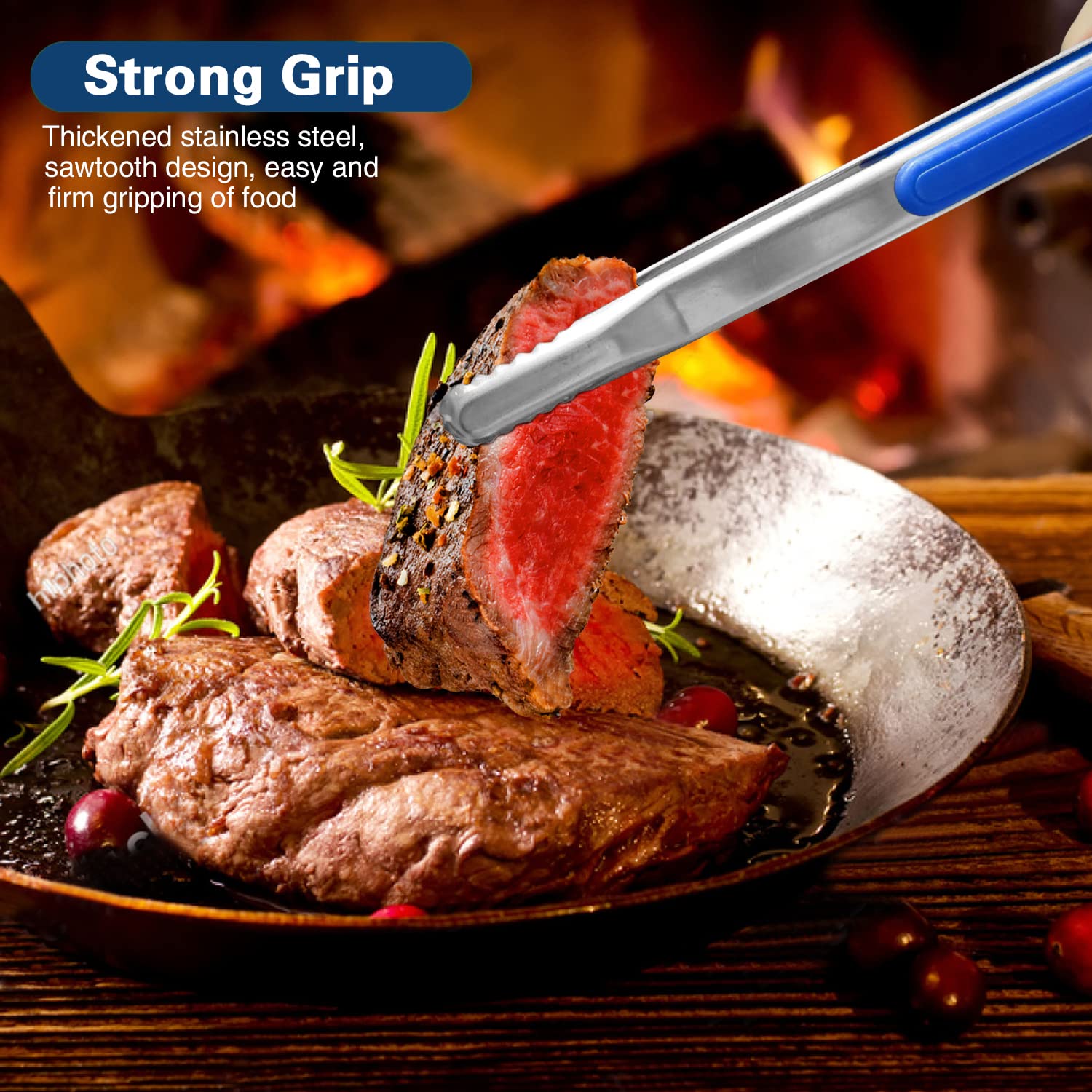 4Pcs Stainless Steel Kitchen Tongs, Serving Tongs For Cooking, 10 '' Metal Food Tongs With Non-Slip Comfort Grip, Non-Stick Cook