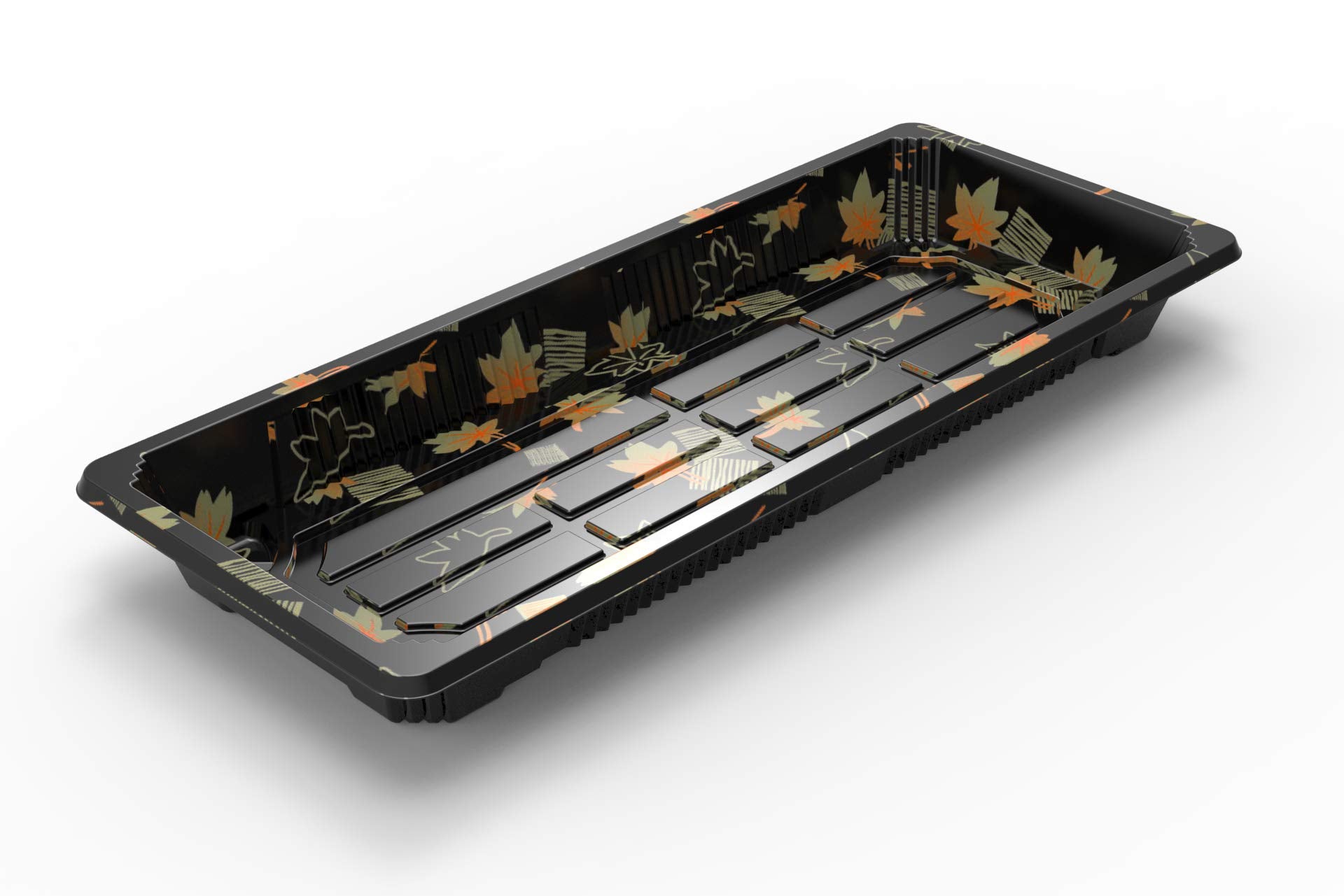 Seaboom 2# Sushi Container Sushi Tray Sushi Plate 9X3.5-Inch Take Out Tray With Clear Lid 400 Sets 2#