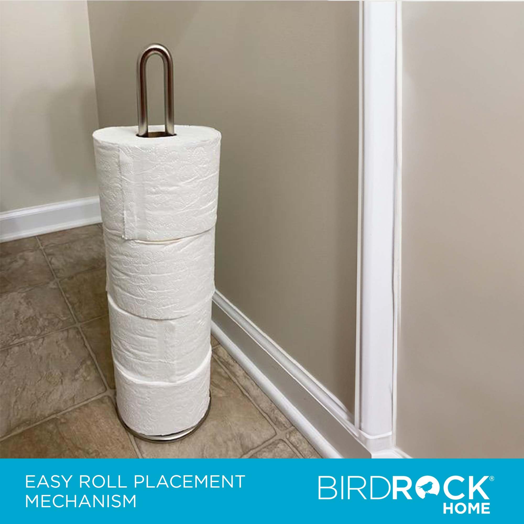 Internet'S Best Stainless Steel Toilet Paper Holder Reserve - Modern Vertical Stand Tissue Dispenser - Brushed Stainless Steel R