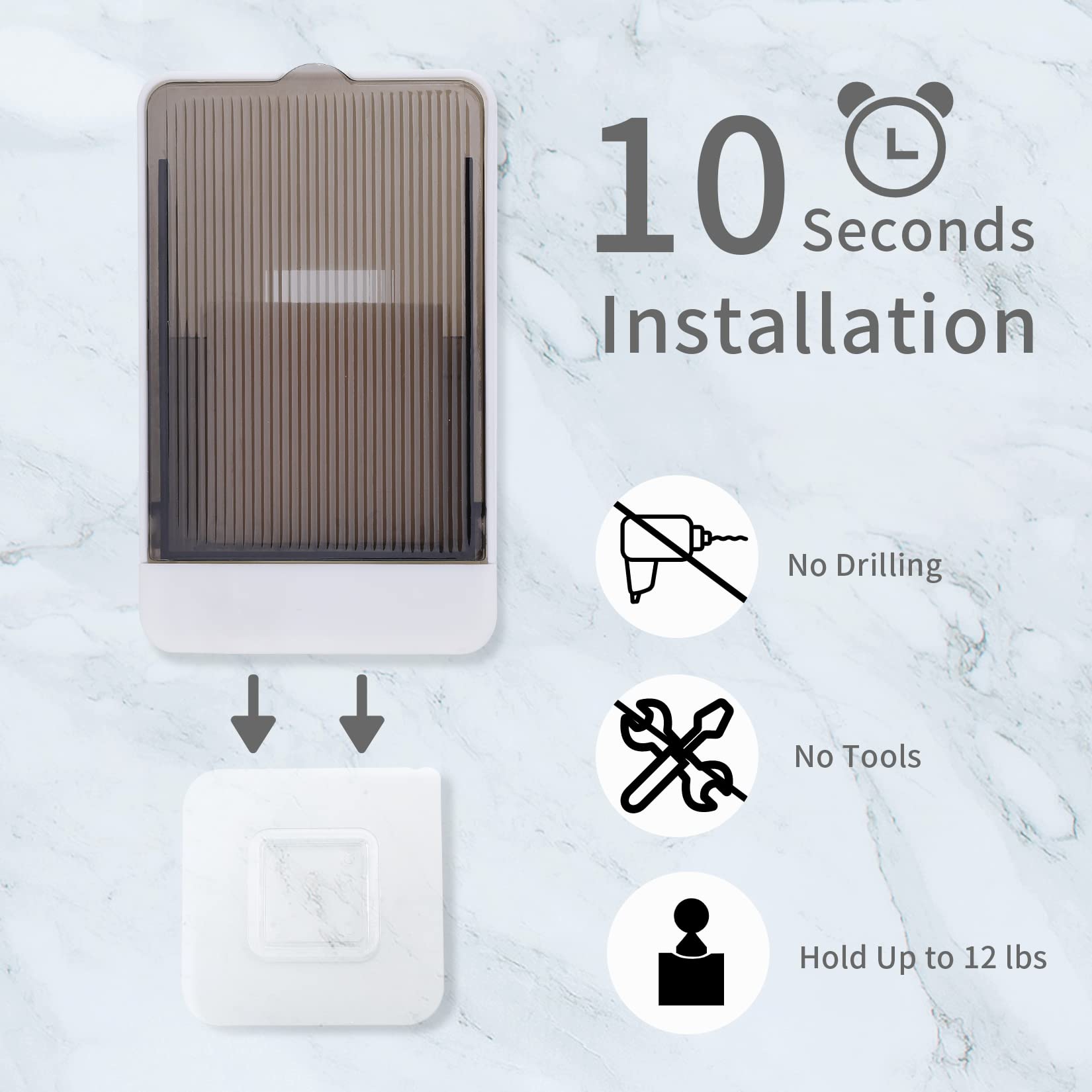 Bar Soap Holder Dish Shower 2 Pcs Self Draining Soap Container With Lid, Wall Mounted Soap Box Tray For Bathroom Bathtub Sink, W