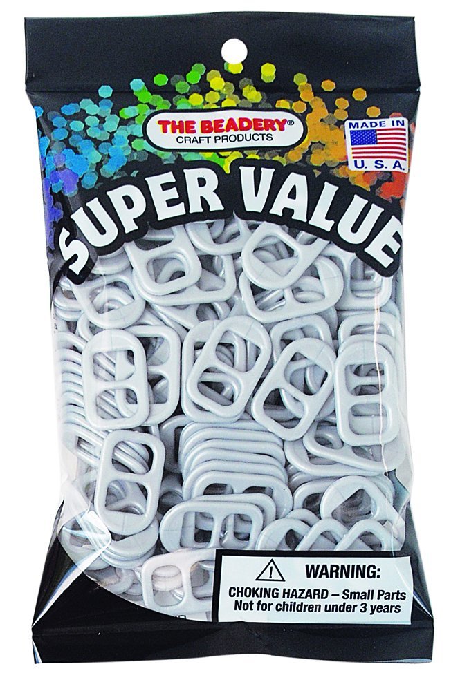 The Beadery Plastic Soda Pop Tab Med Silver Pearl, 1, 150 Count