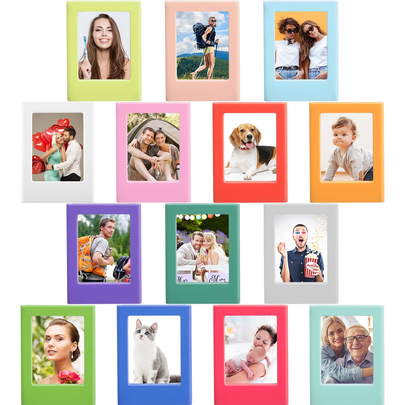 Epakh 14 Packs Magnetic Picture Frame 3 Inches Magnet Photo Frames Colorful Mini Table Photo Frame Holder for Mini Fridge Home S