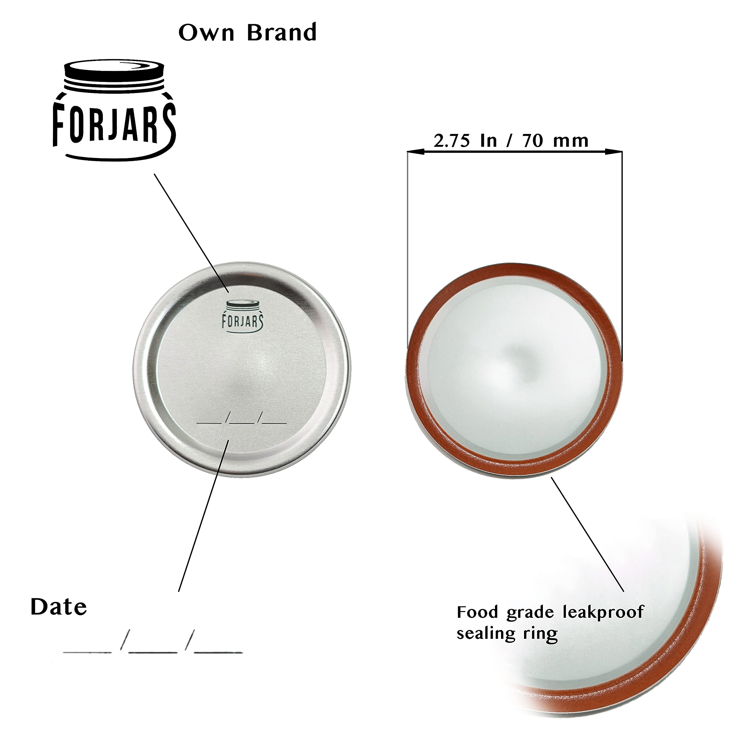 48Pcs/24Sets, Canning Lids And Rings Regular Mouth - Create Airtight Seals On Mason Jars To Preserve Food For Meal Prep & Food S