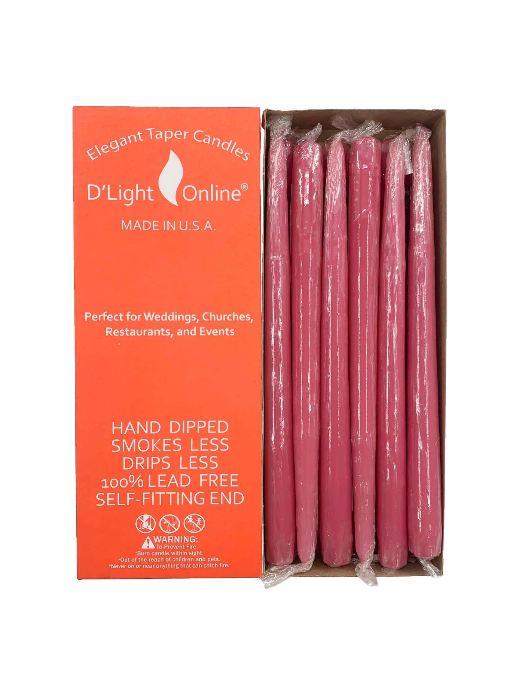 D'Light Online Elegant Taper Premium Quality Candles, Hand-Dipped, Dripless And Smokeles - Set Of 12 Individually Wrapped (12 In