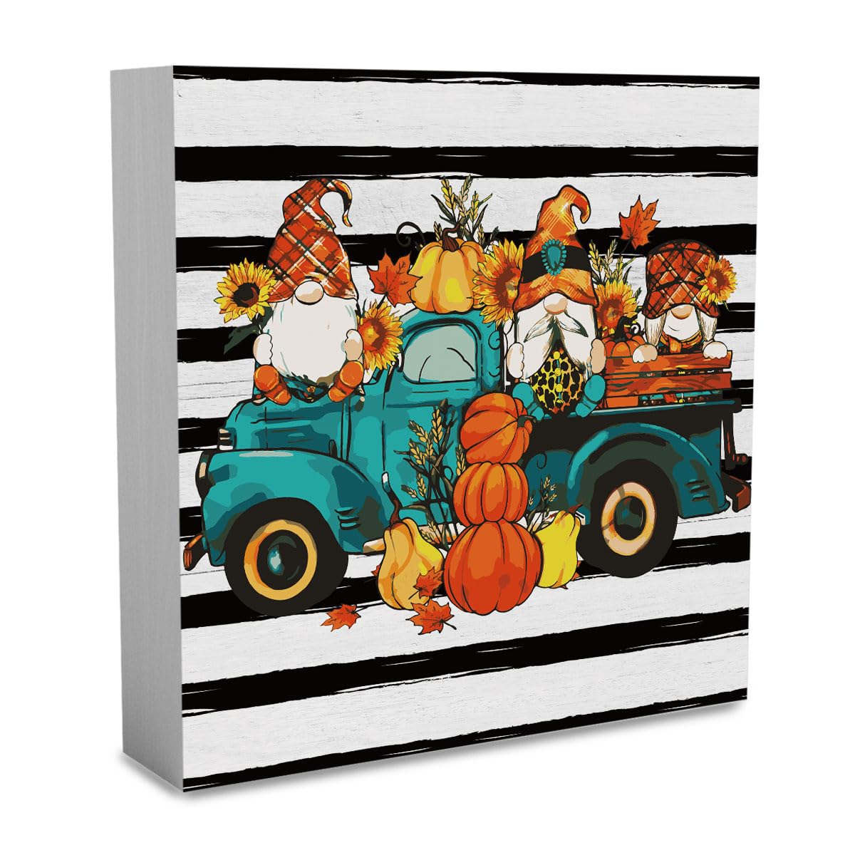 Rustic Fall Gnomes Truck Pumpkin Sign Fall Decorations for Home Office Indoor Fall Desk Decor for Bathroom Bedroom Autumn Thansg