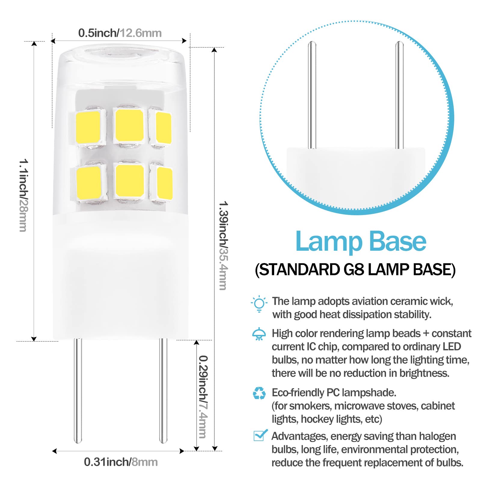 Yucclim Led Bulb T4 Bi-Pin Base 120V 20W Equivalent, Microwave Halogen Lamp Wb25X10019 Wb08X10057 Wb25X10026 For Jvm7195Sfs Micr