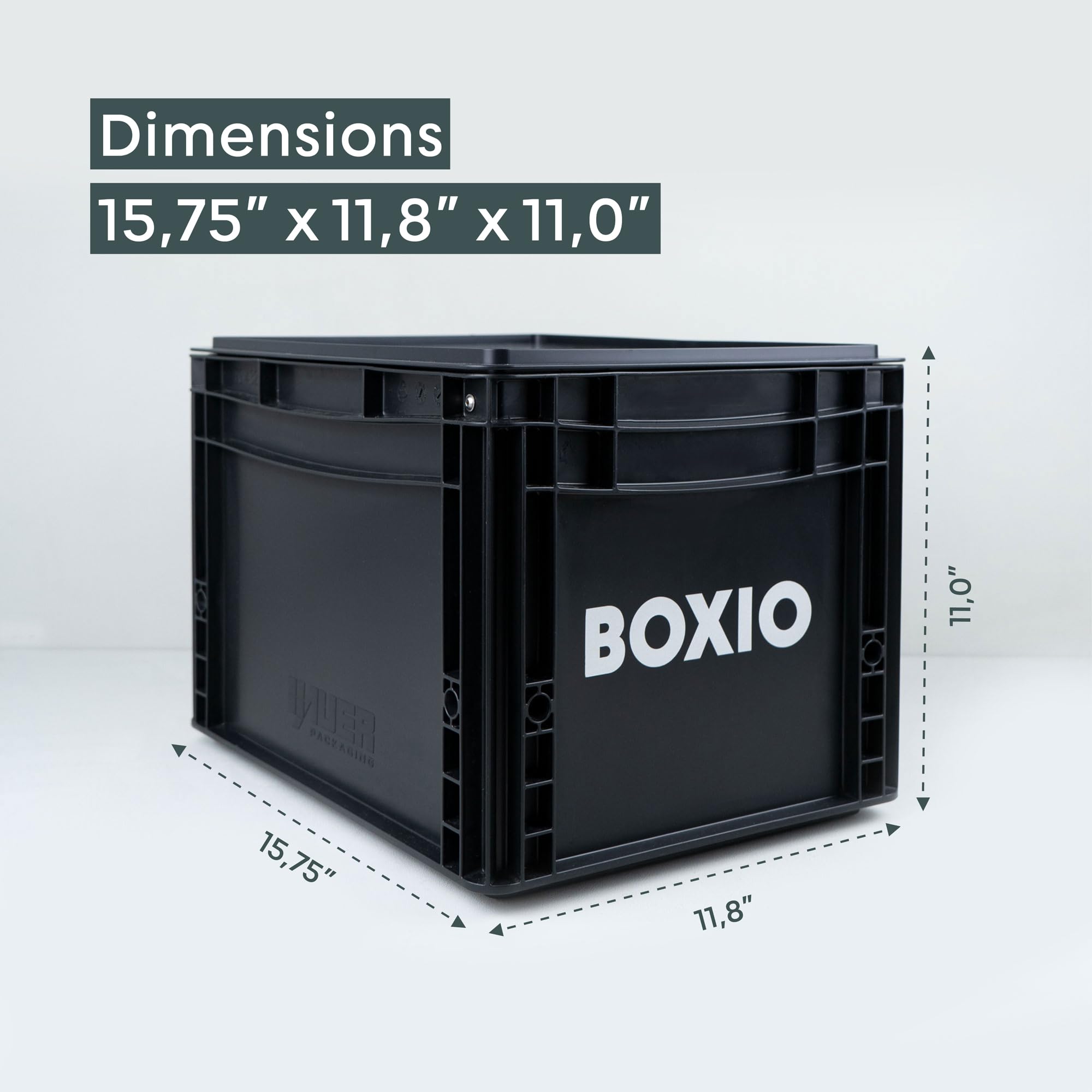 Boxio Solo: Storage Box With Lid - 15.7'' X 11.8'' X 11.0'' - Perfect Plastic Transport Box For Camping, Boat Or Garden - Stacka
