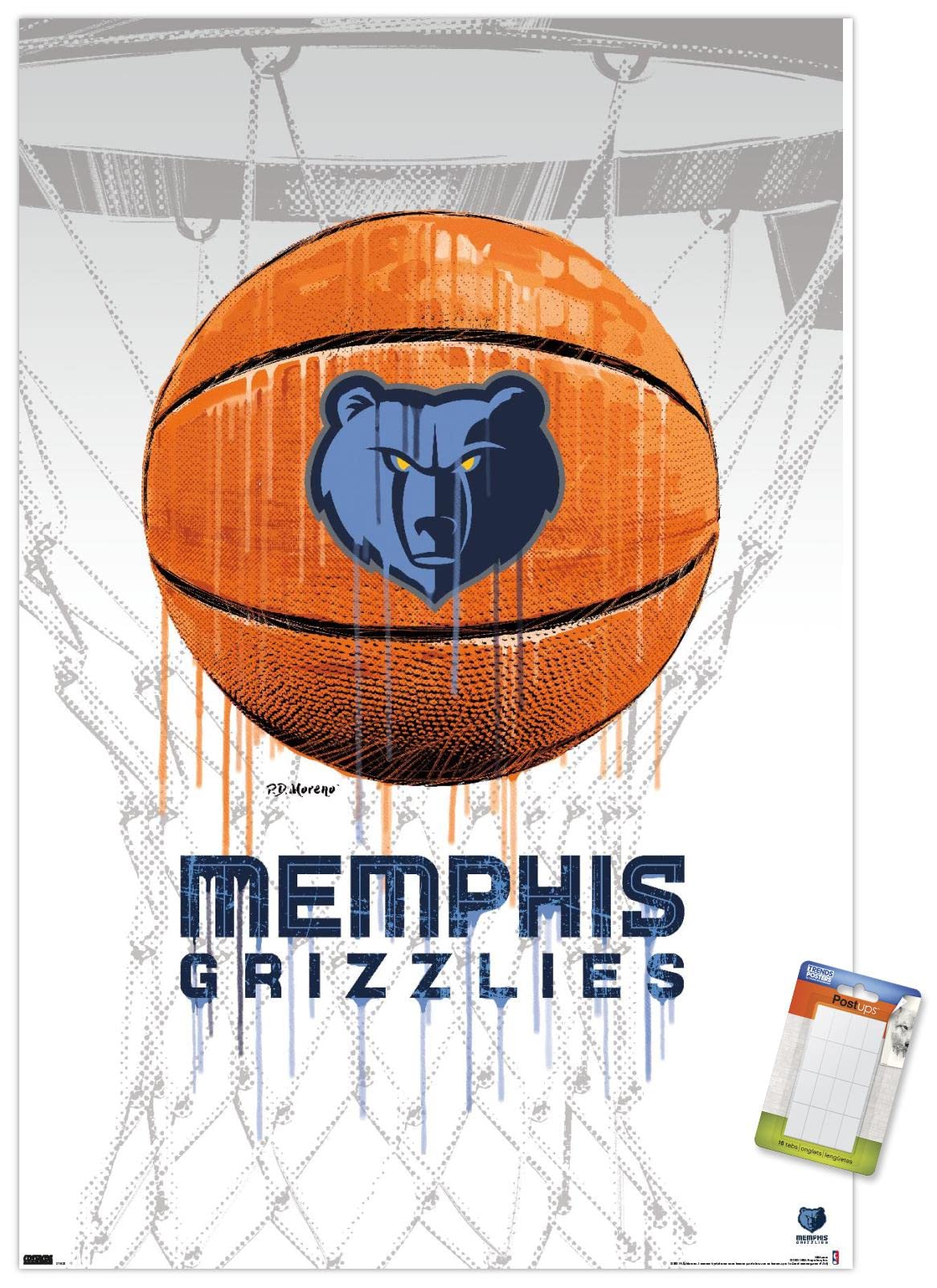 Trends International Nba Memphis Grizzlies - Drip Basketball 21 Wall Poster, 14.725'' X 22.375'', Premium Poster & Mount Bundle